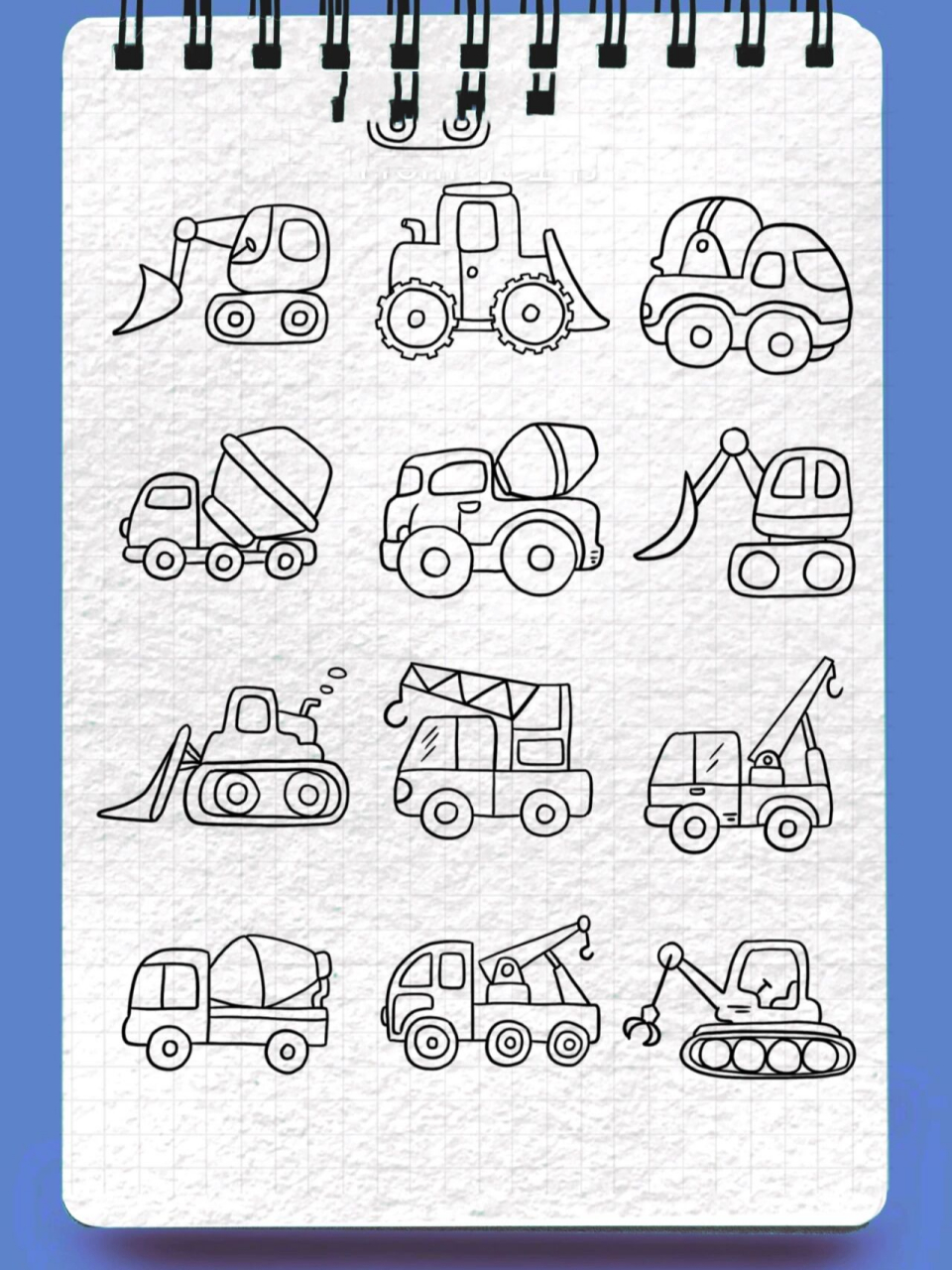 各种工程车简笔画挖掘机推车搅拌机卡通画法     各种各样的工程车(1)