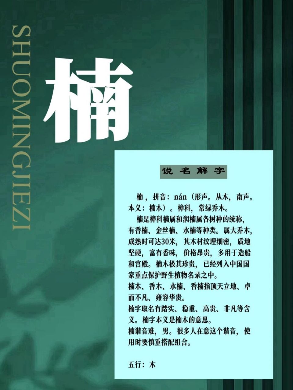 是樟科楠属和润楠属各树种的统称,有香楠,金丝楠,水楠等种类.