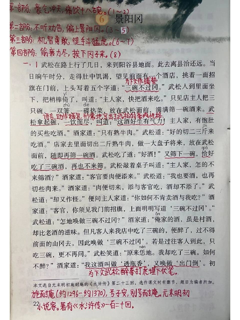 五年级下册第六课景阳冈学霸笔记 五年级下册第六课景阳冈学霸笔记