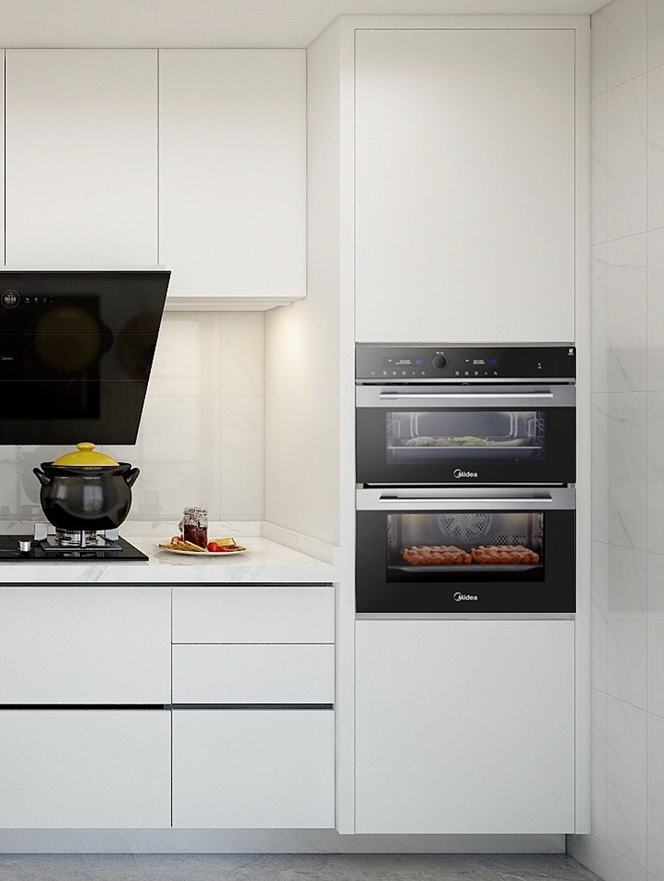 厨房装修,蒸烤箱嵌入高柜设计,好看实用73 房子92装修,93厨房要