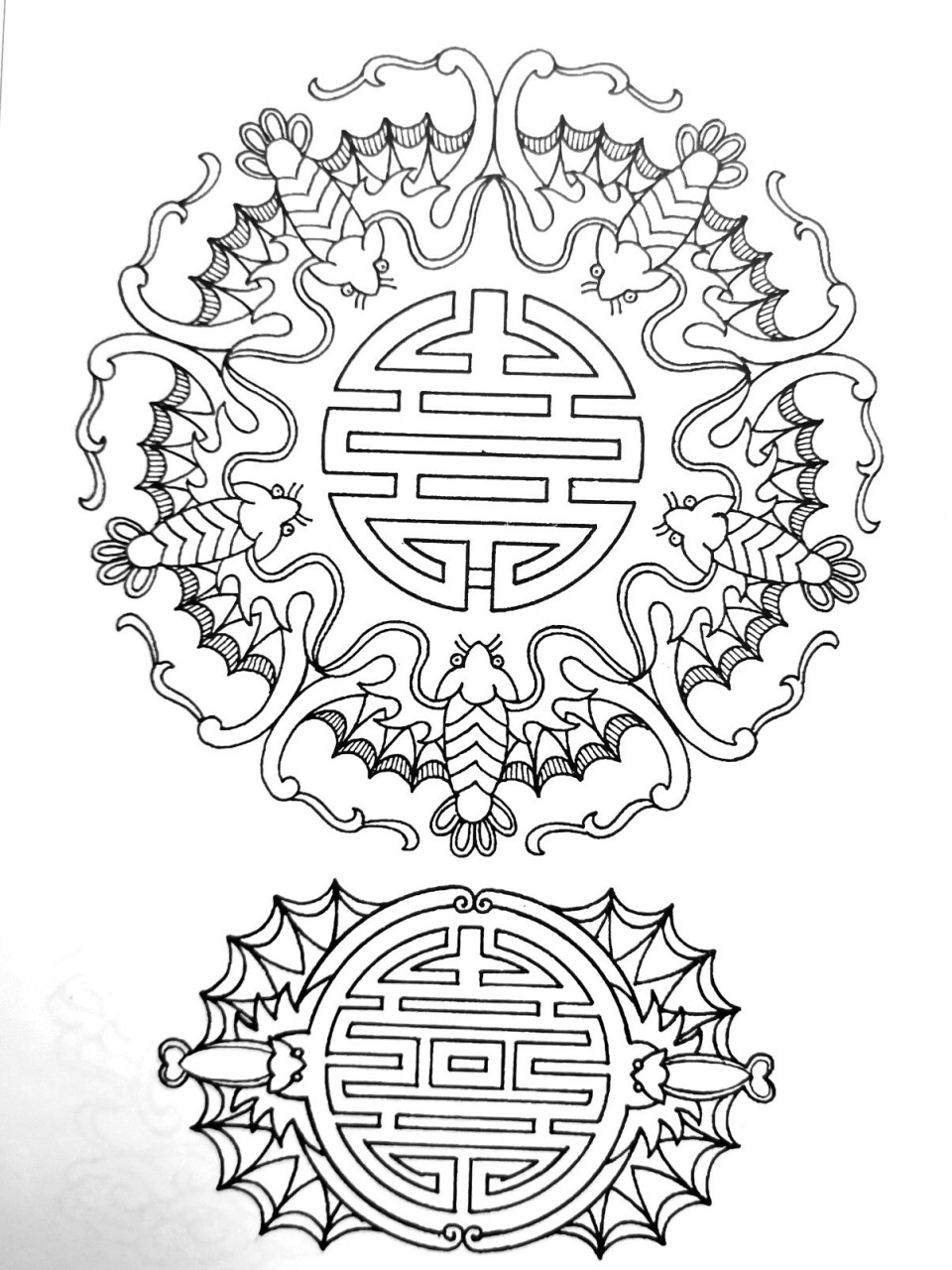 画痴92中国传统图案(蝙蝠1) 蝙蝠是会飞的哺乳动物,属动物学中的