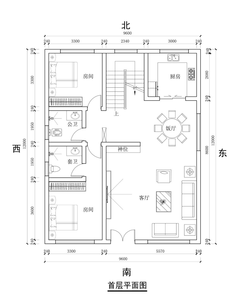 6米宽12长农村户型图片