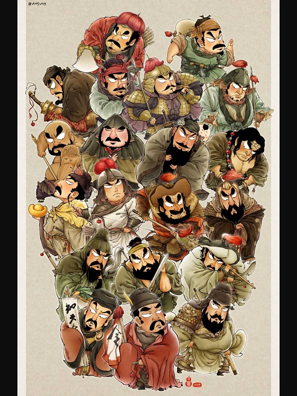 q水浒～1-20人 最近在画的q版水浒传108将系列人物,刚画完前20个人物.