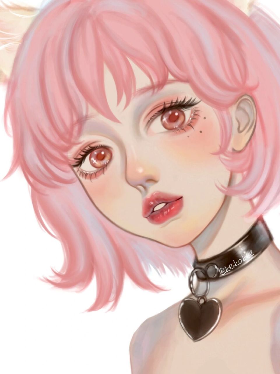 手绘头像/猫耳少女 这张画了好久,下次一定要缩短时间!