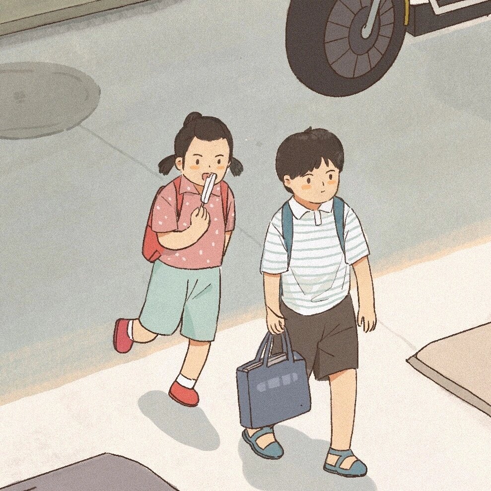 插画|九月 放学路上