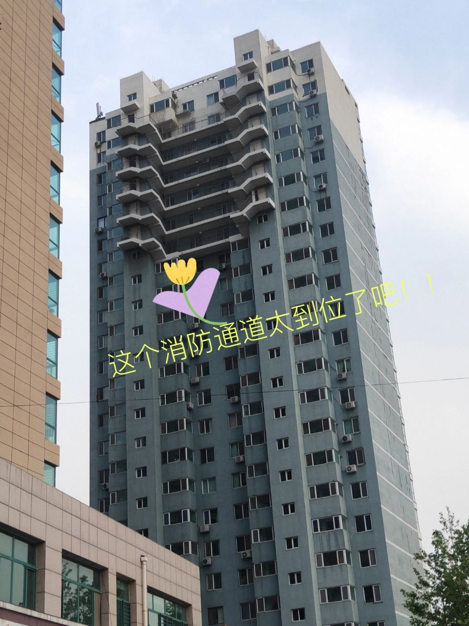 这栋楼的消防通道也太到位了吧! 这么密密麻麻的,安全意识太强了吧!