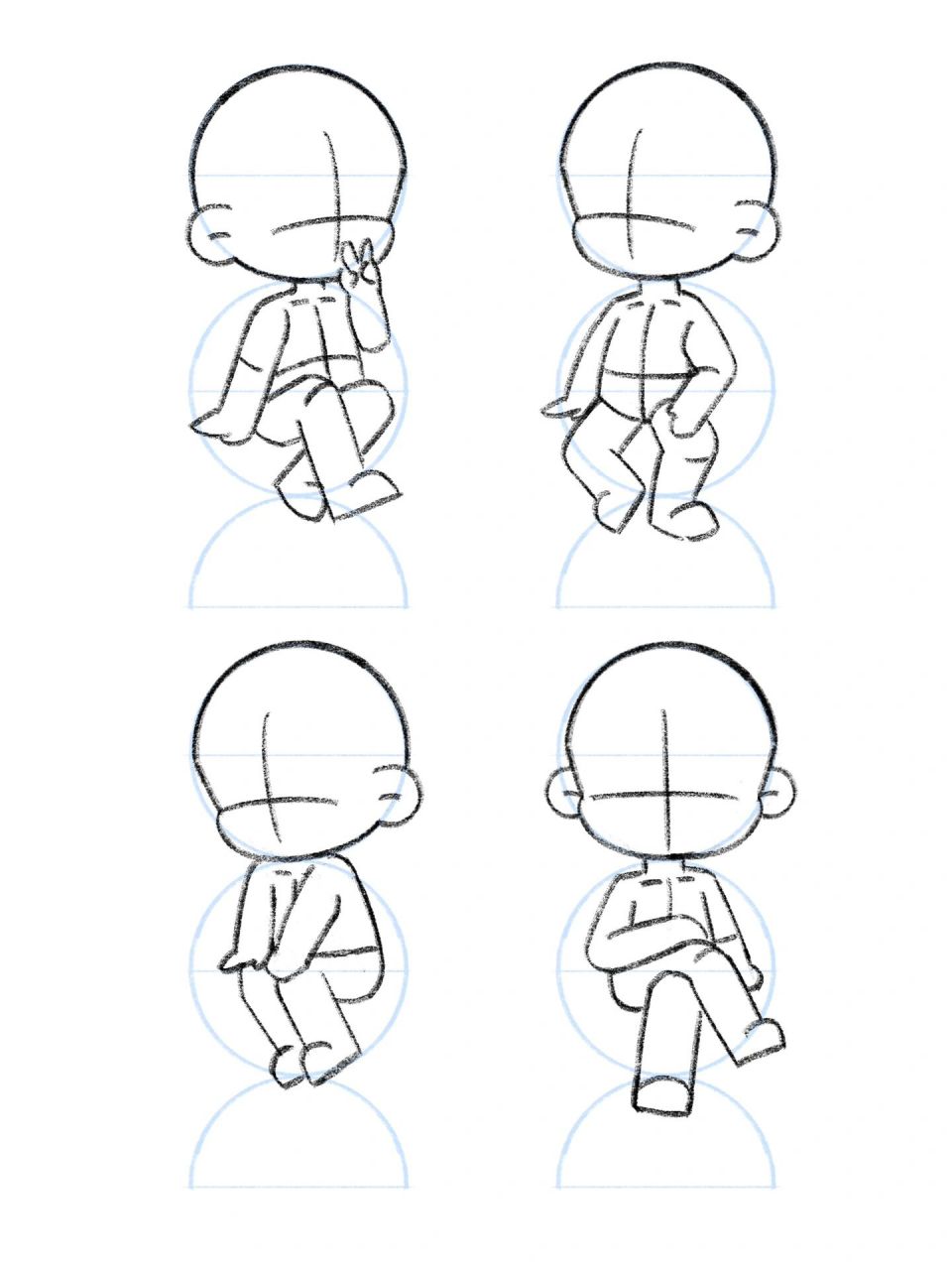 2.5头身·坐姿|q版人体动态练习9