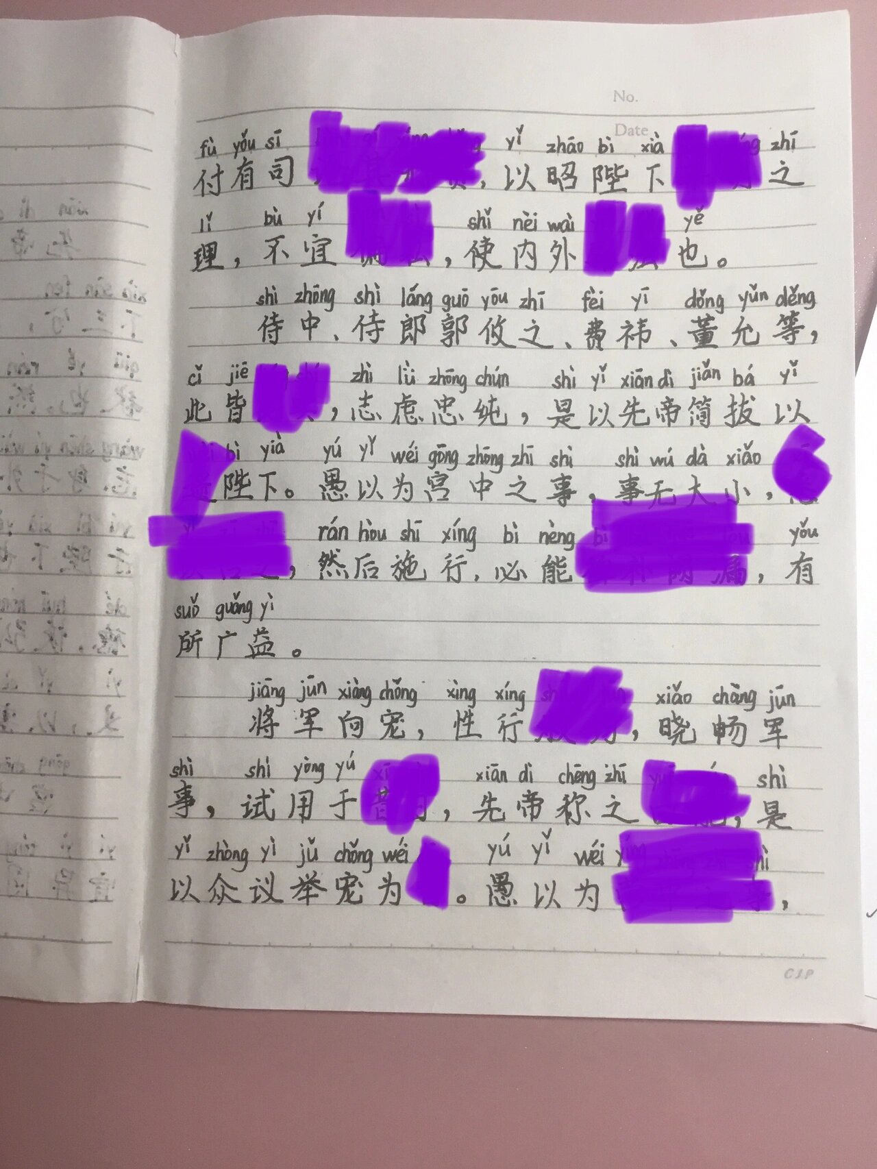 最全出师表来啦,还是手写的