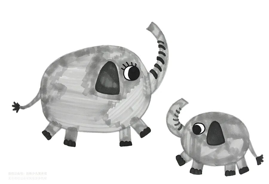 儿童画教程|迁移的大象