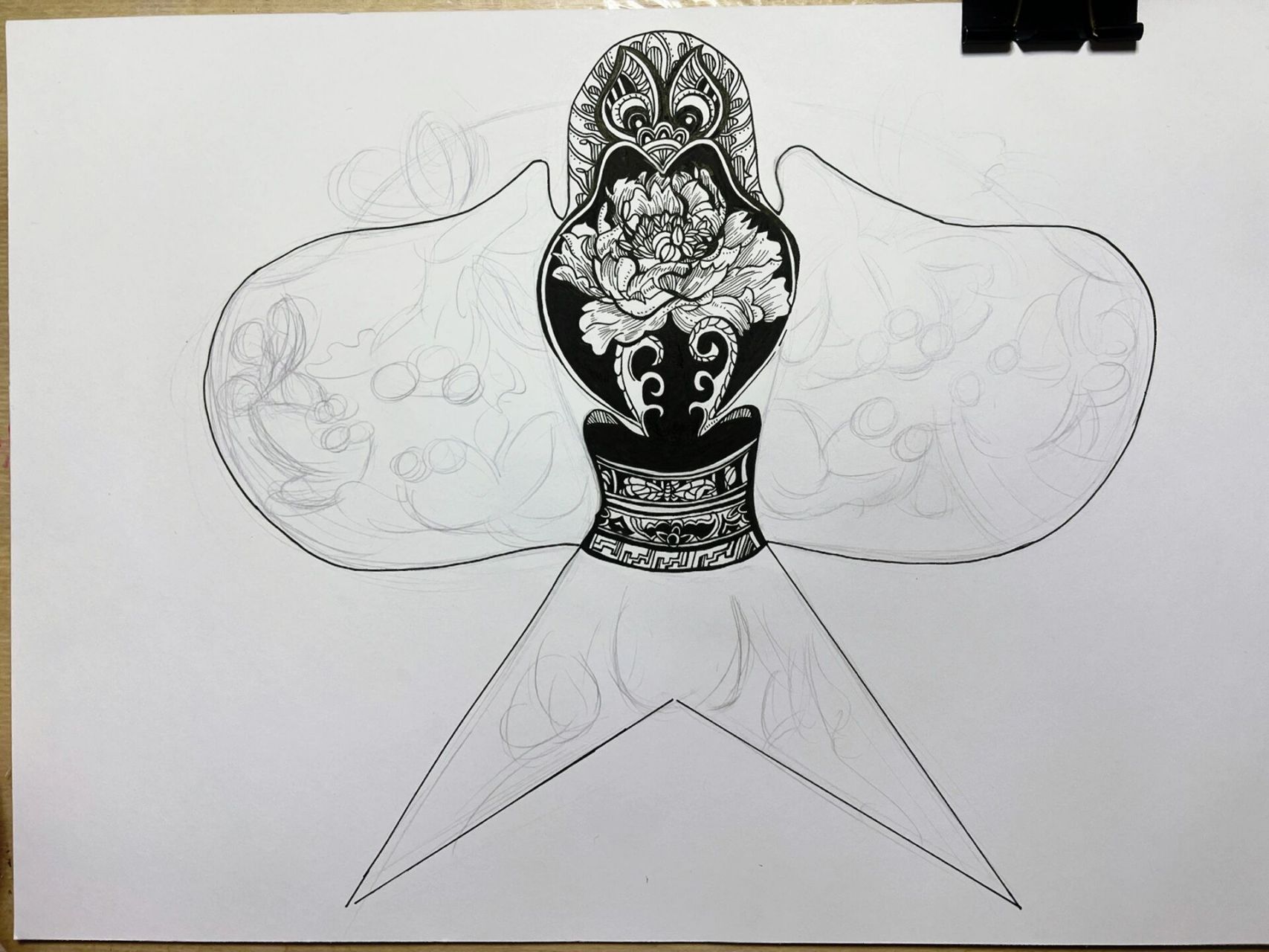 黑白装饰画——风筝(有步骤) 黑白装饰画针管笔风筝    这个画着实有