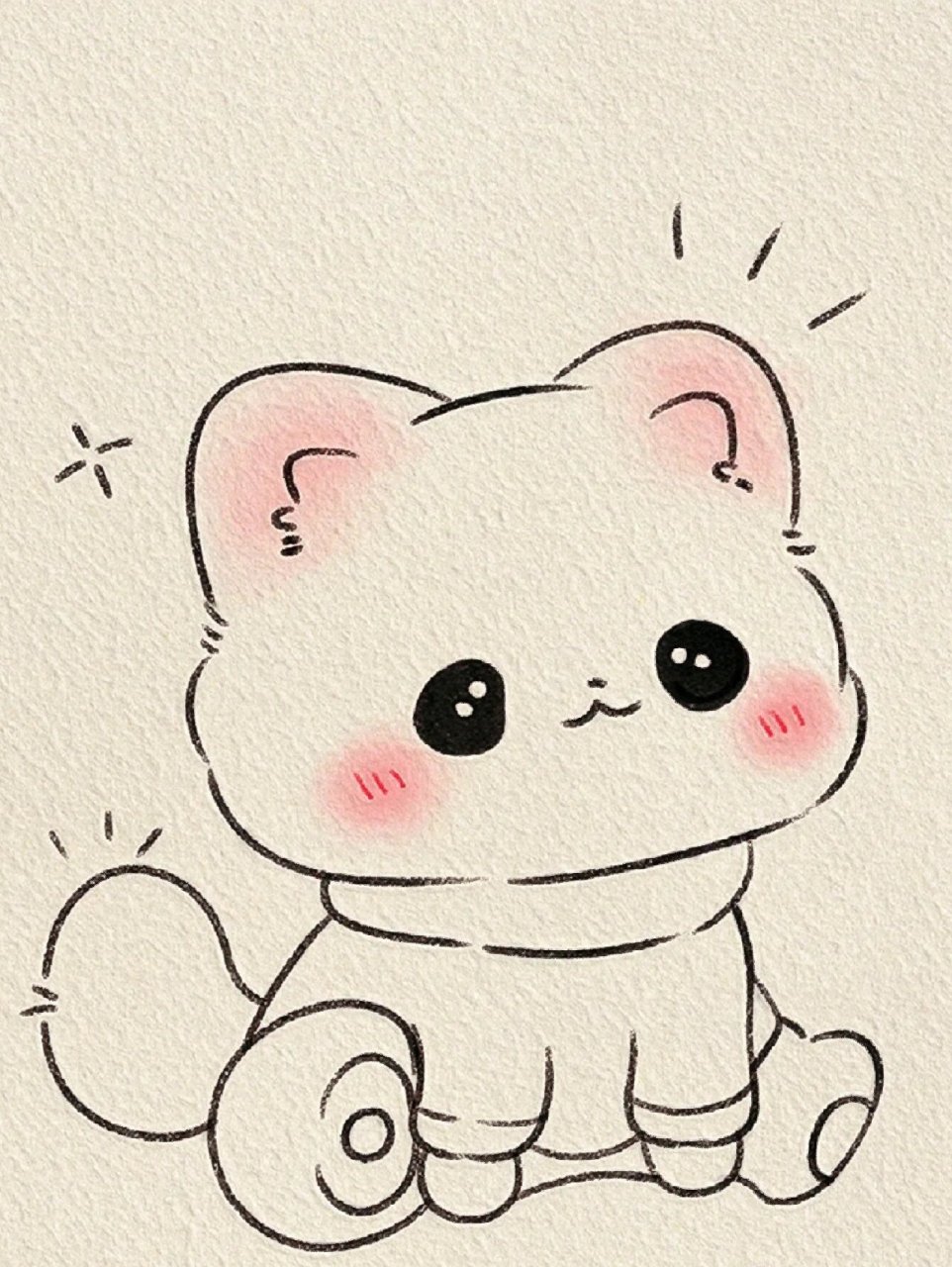 可爱呆萌小猫咪简笔画.给我点个小星星吧,谢谢啦.