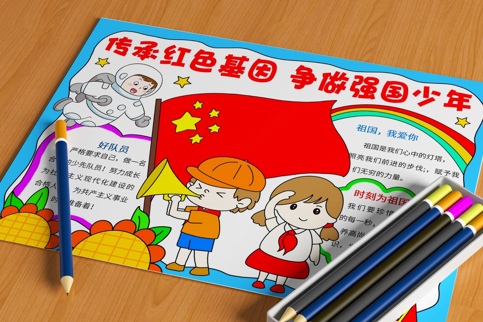 传承红色基因争做强国少年手抄报