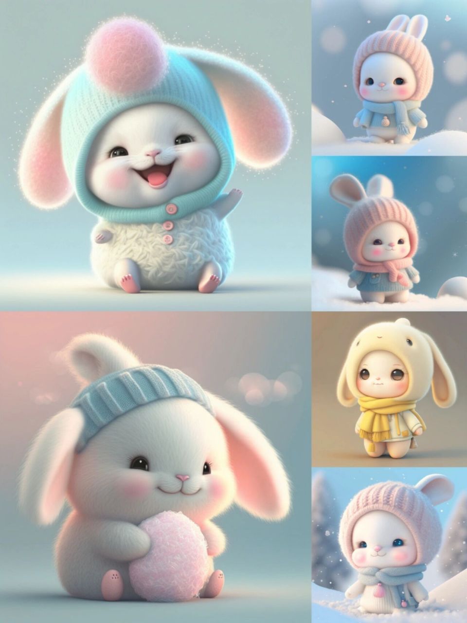哈喽,软萌兔开启暖萌过冬模式了呀 天空雪绒绒,身上毛茸茸,裹着帽子和