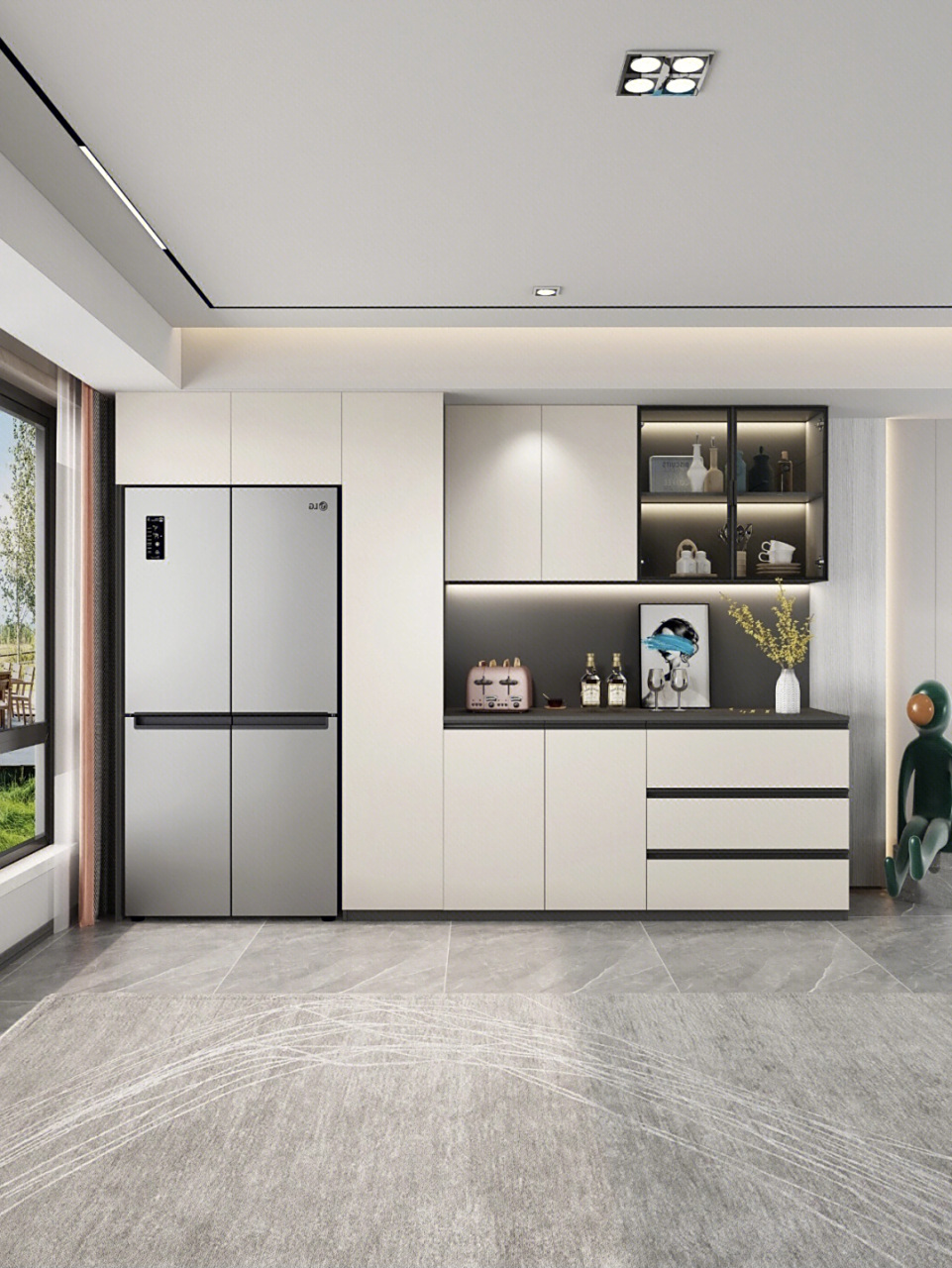 嵌入式冰箱餐边柜一体化设计 颜值 收纳兼具 92 嵌入式冰箱餐边柜