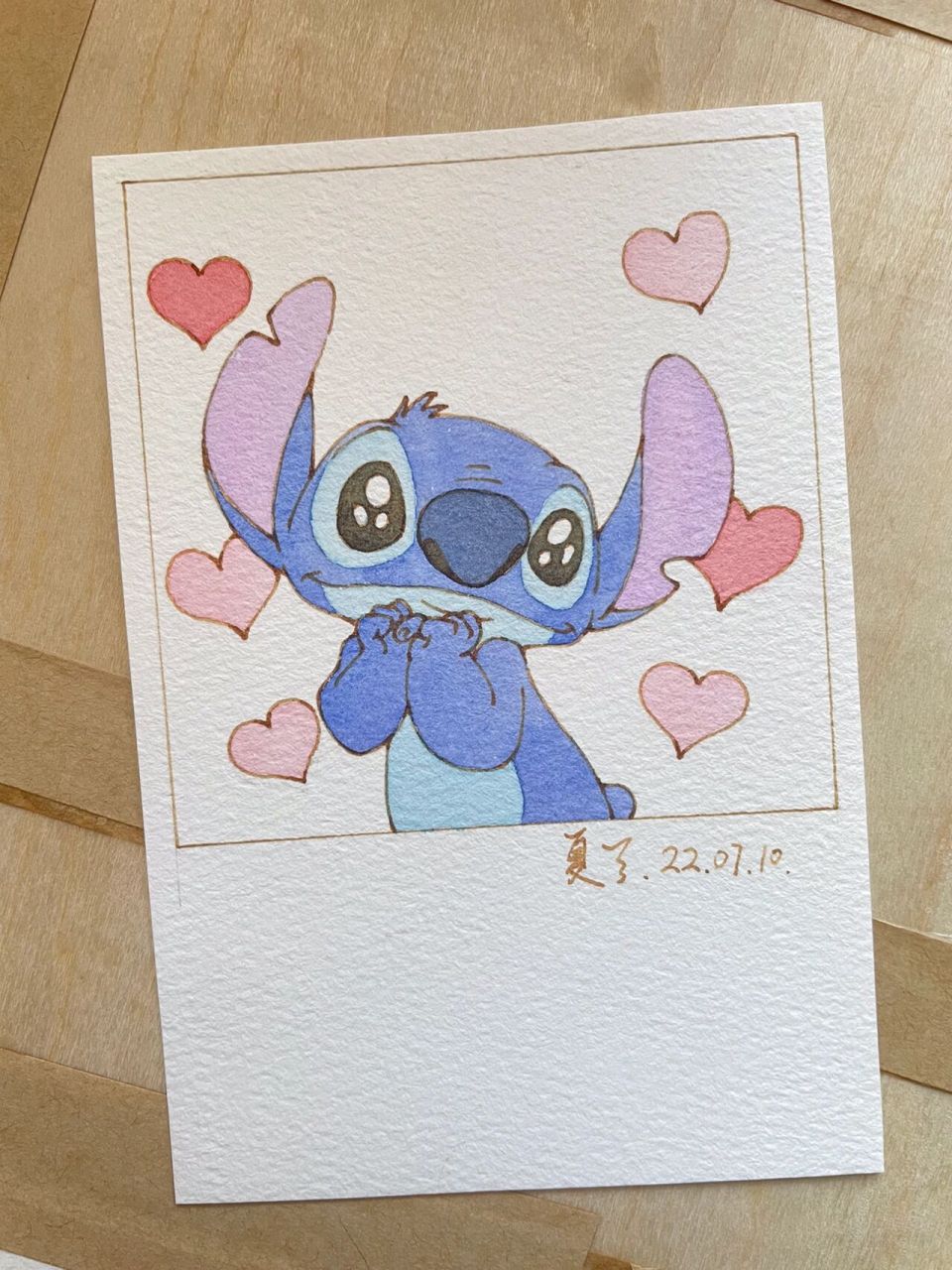 钢笔淡彩史迪仔|简单可爱|附线稿上色图 简简单单又可爱治愈的史迪仔