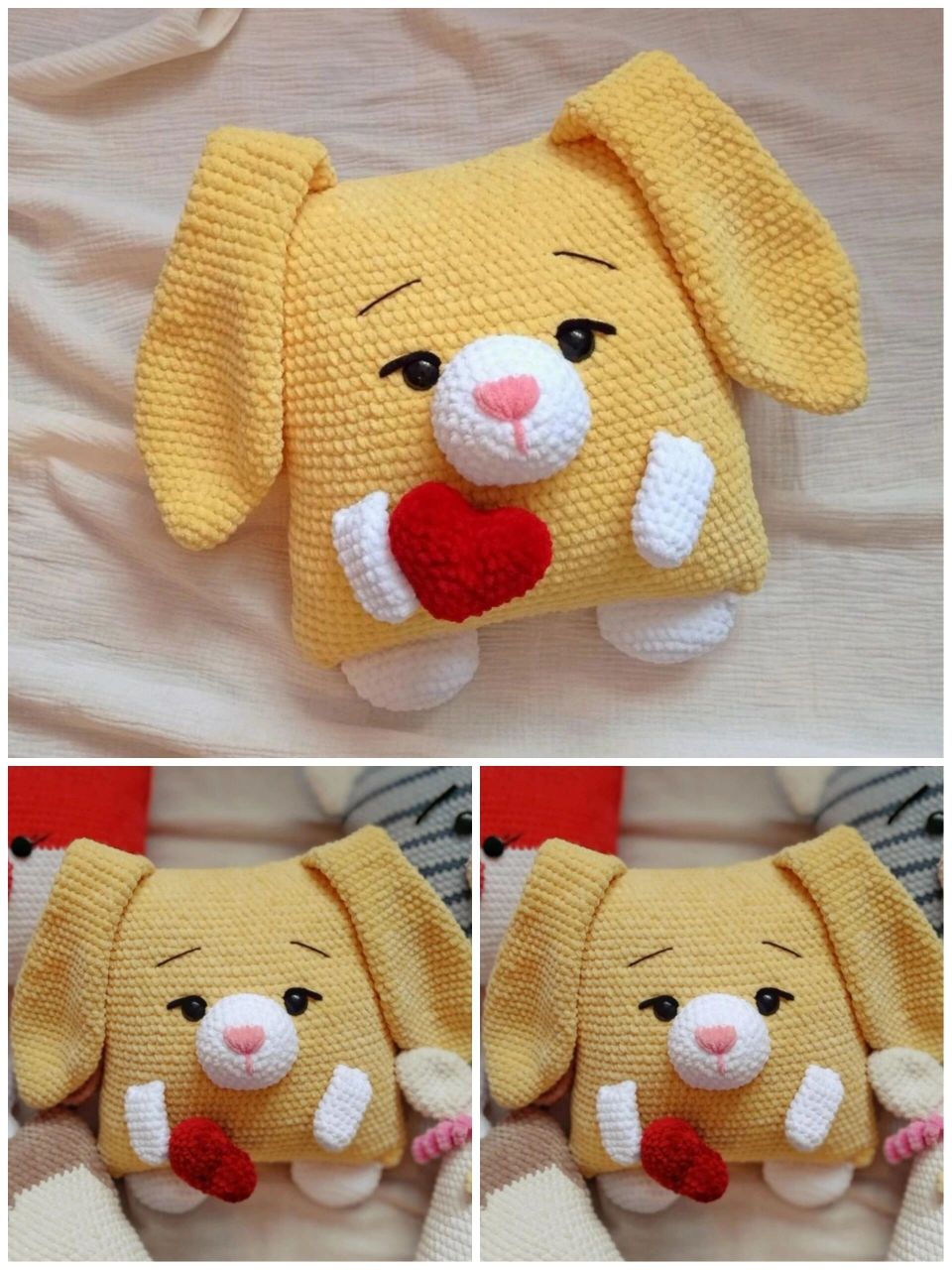 吃可爱长大的甜美兔兔抱枕钩针图解编织教程 萌宠姓名:兔兔抱枕 编织