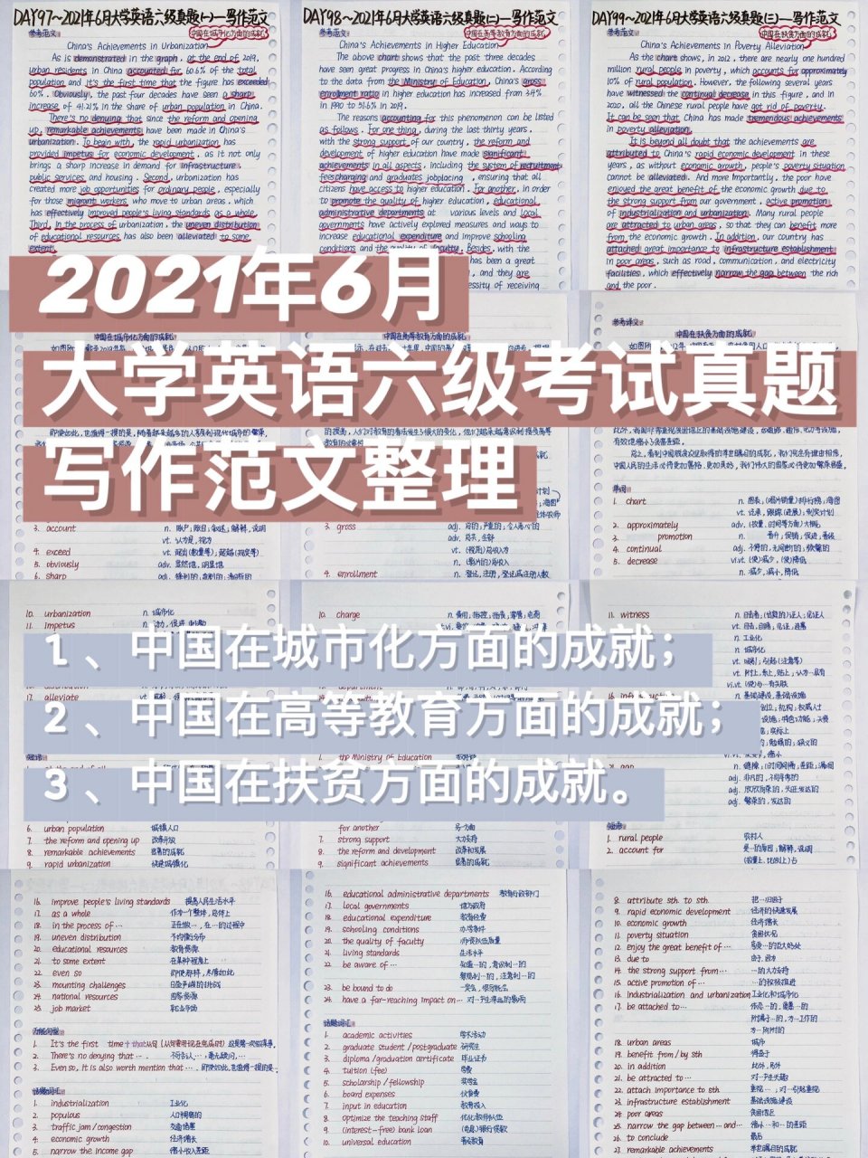 6月大学英语六级考试真题(一)(二)(三)——写作范文整理分析大集合啦