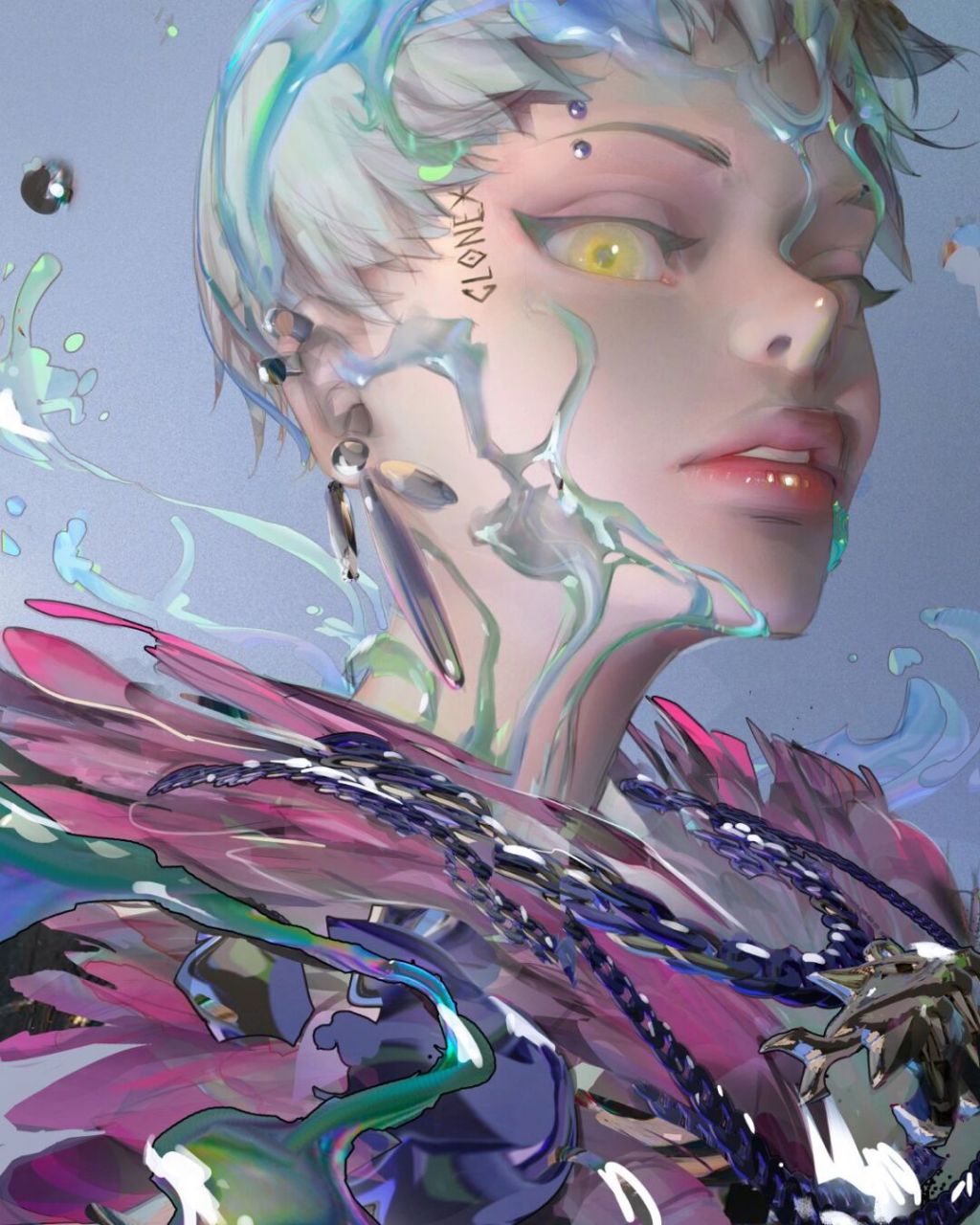 绝美糖果色少女插画头像95眼花缭乱色彩缤纷 插画欣赏98 打扮花哨