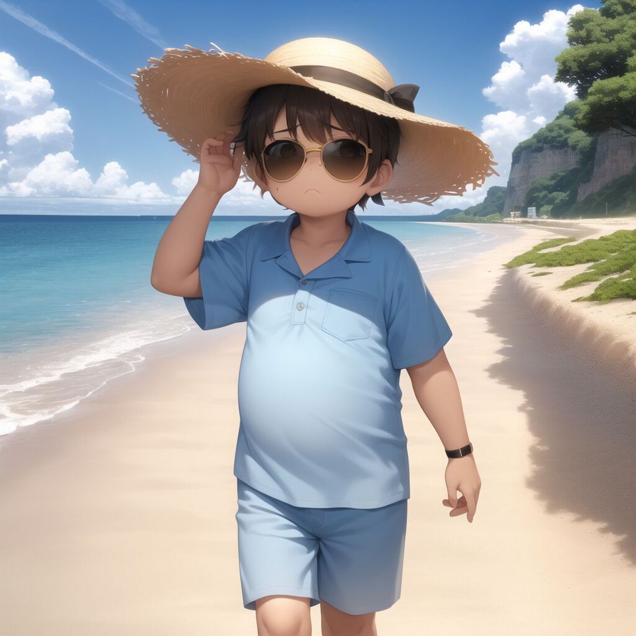 每日头像|敲可爱胖嘟嘟海边小男孩头像来啦 78嘟嘟嘟~这款可爱的肉