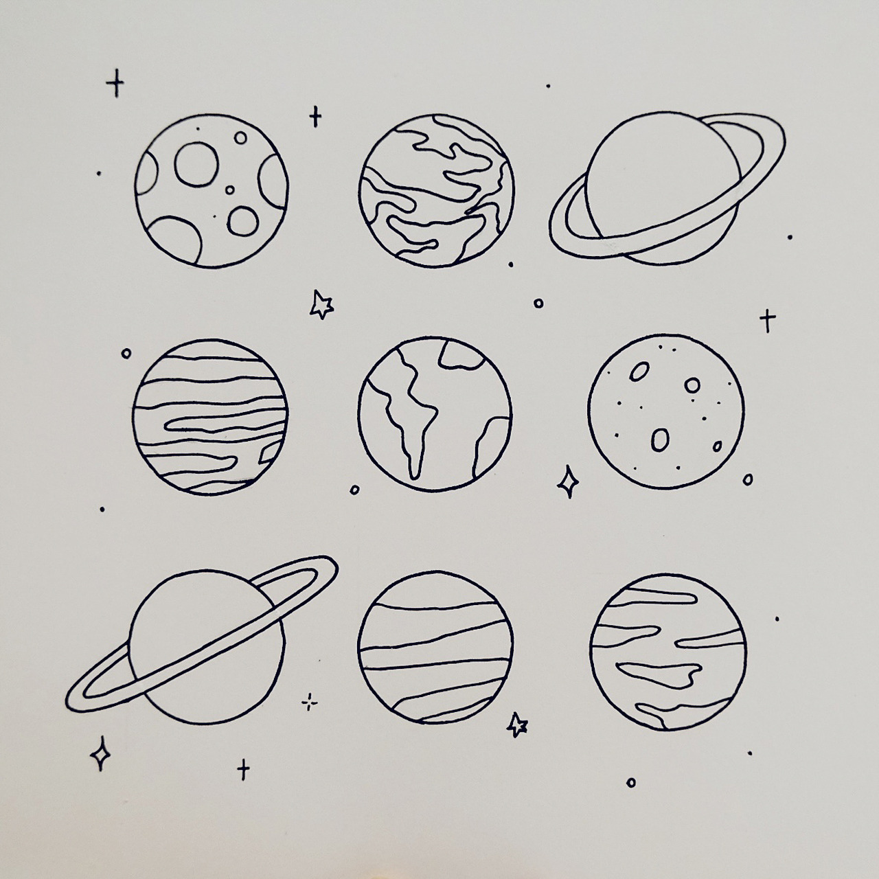 黑白简笔画47/100|宇宙星球-新手入门附过程 我太喜欢今天这个了 虽然