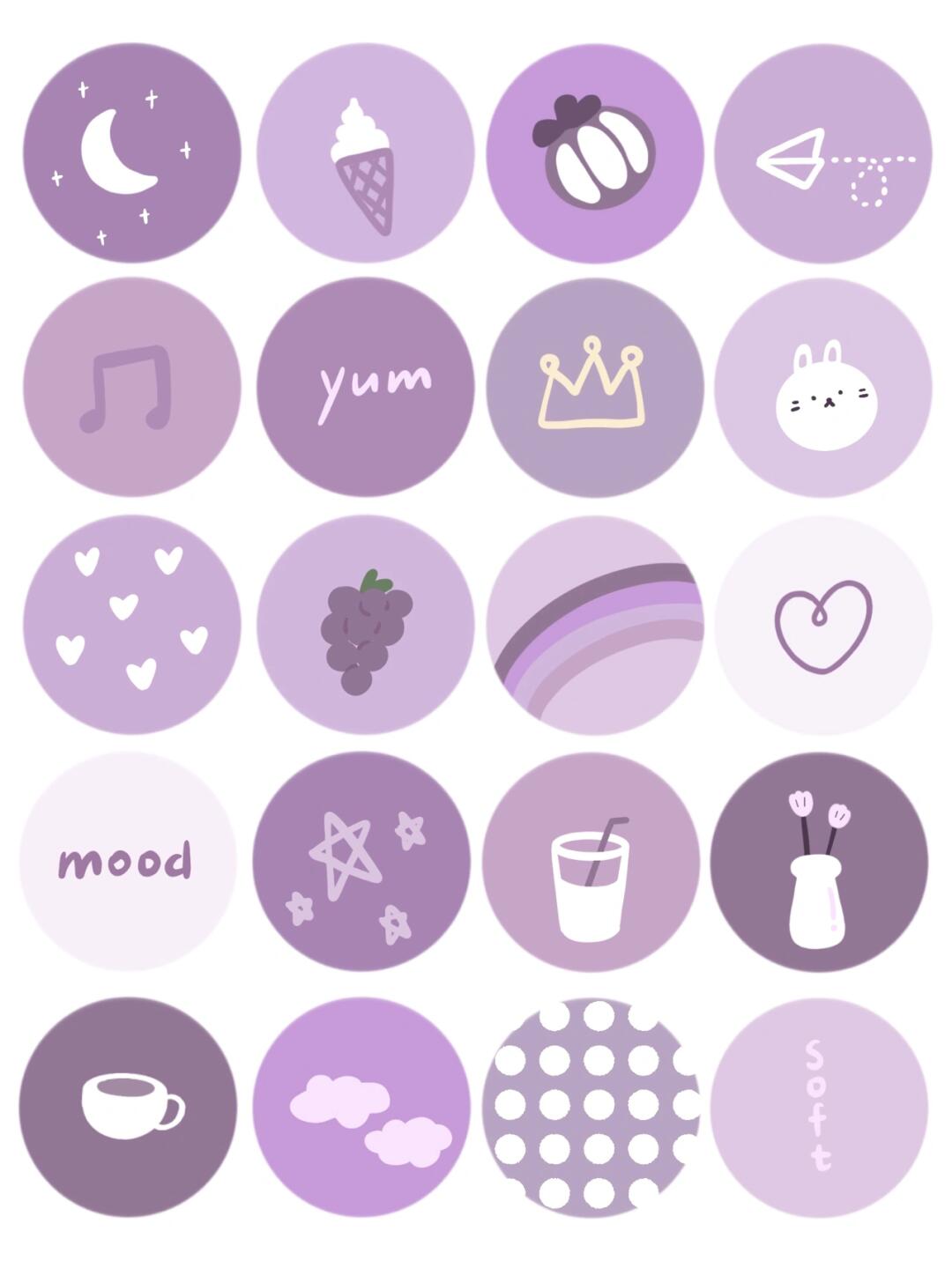 手帐素材|配色参考|紫色圆形涂鸦小贴纸☂️