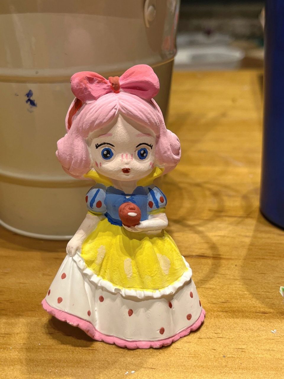 石膏娃娃涂色～白雪公主 粉粉的好可爱