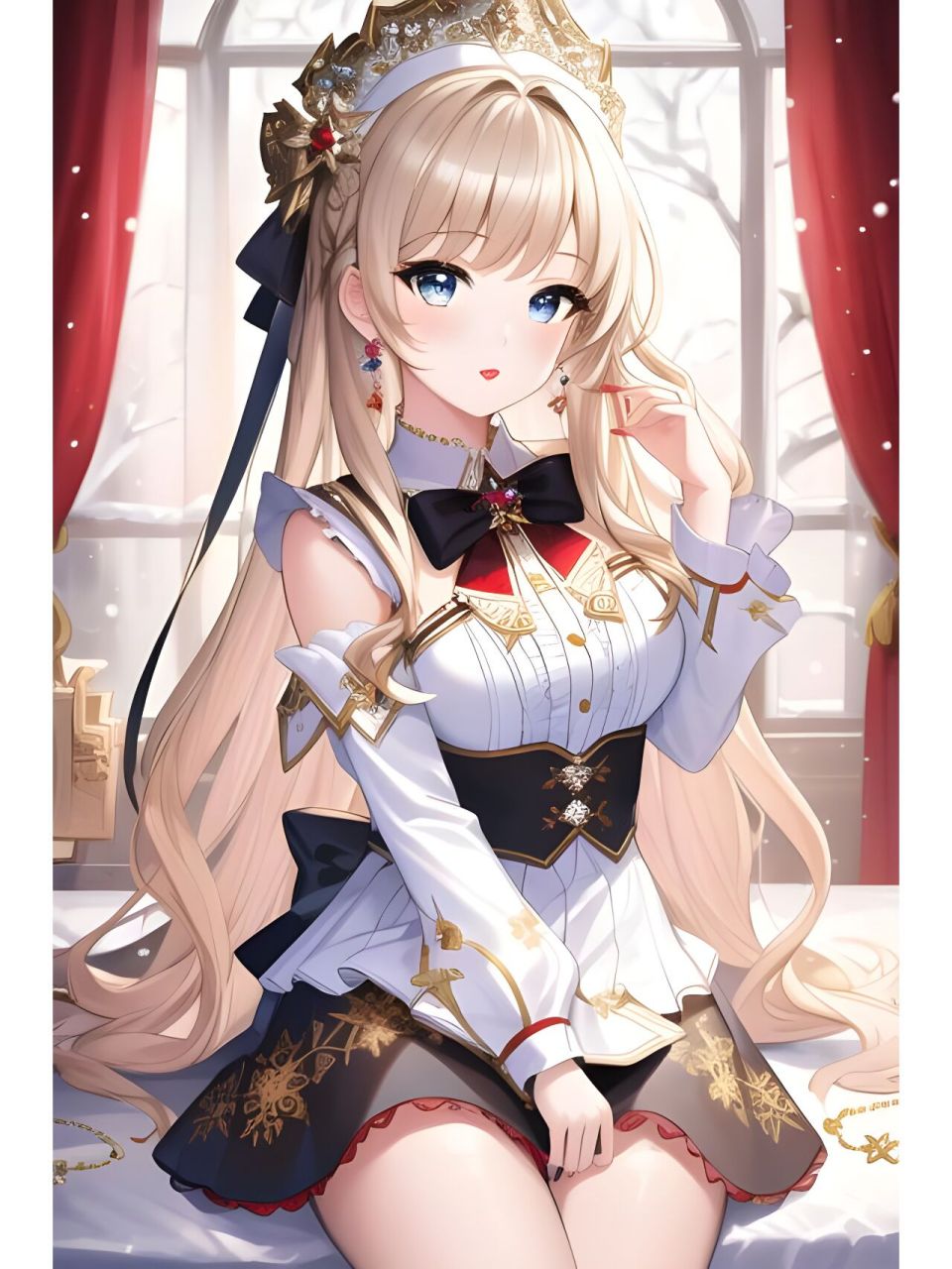 冬天雪地里的可爱甜美少女,动漫绘画二次元