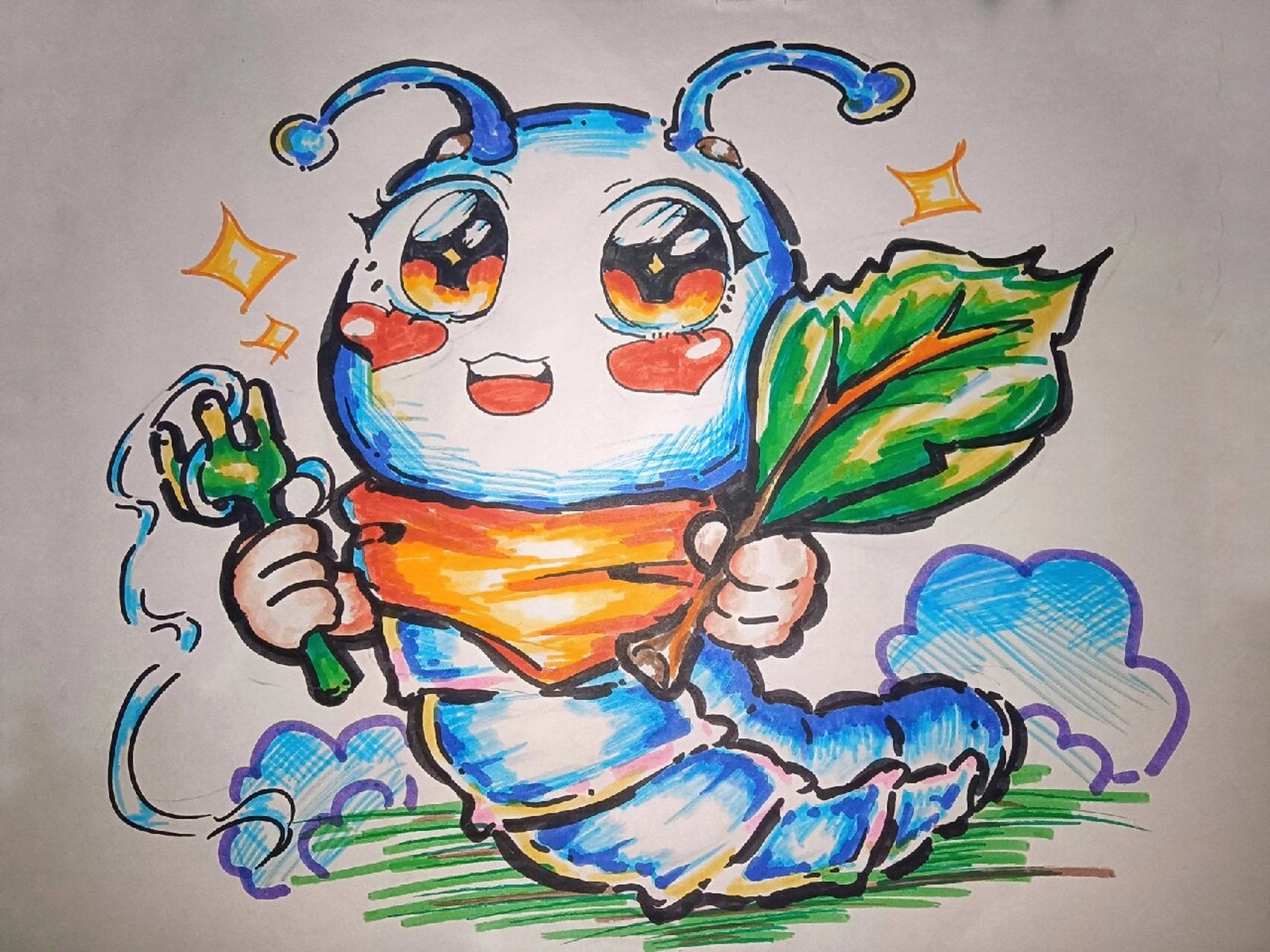 命题简笔画|蚕 突然发现这个蚕感觉蛮可爱的,爱了