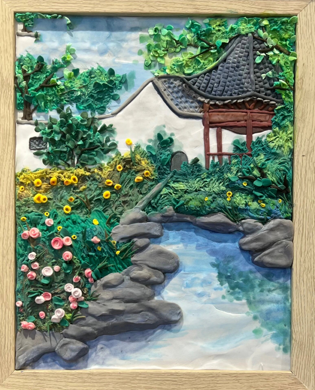 粘土画7915风景 烟雨入江南 山水如墨染91