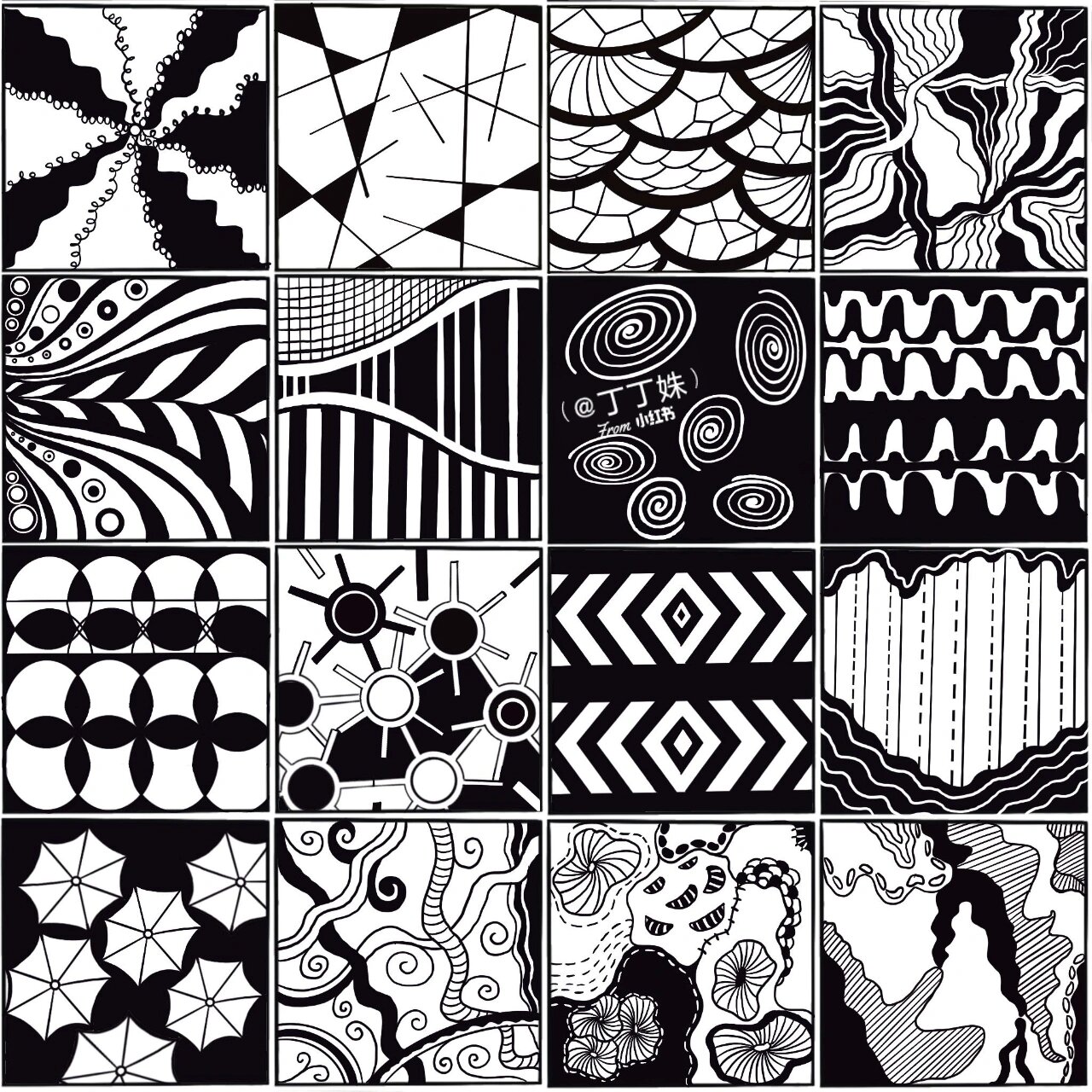 黑白装饰画填充元素组合