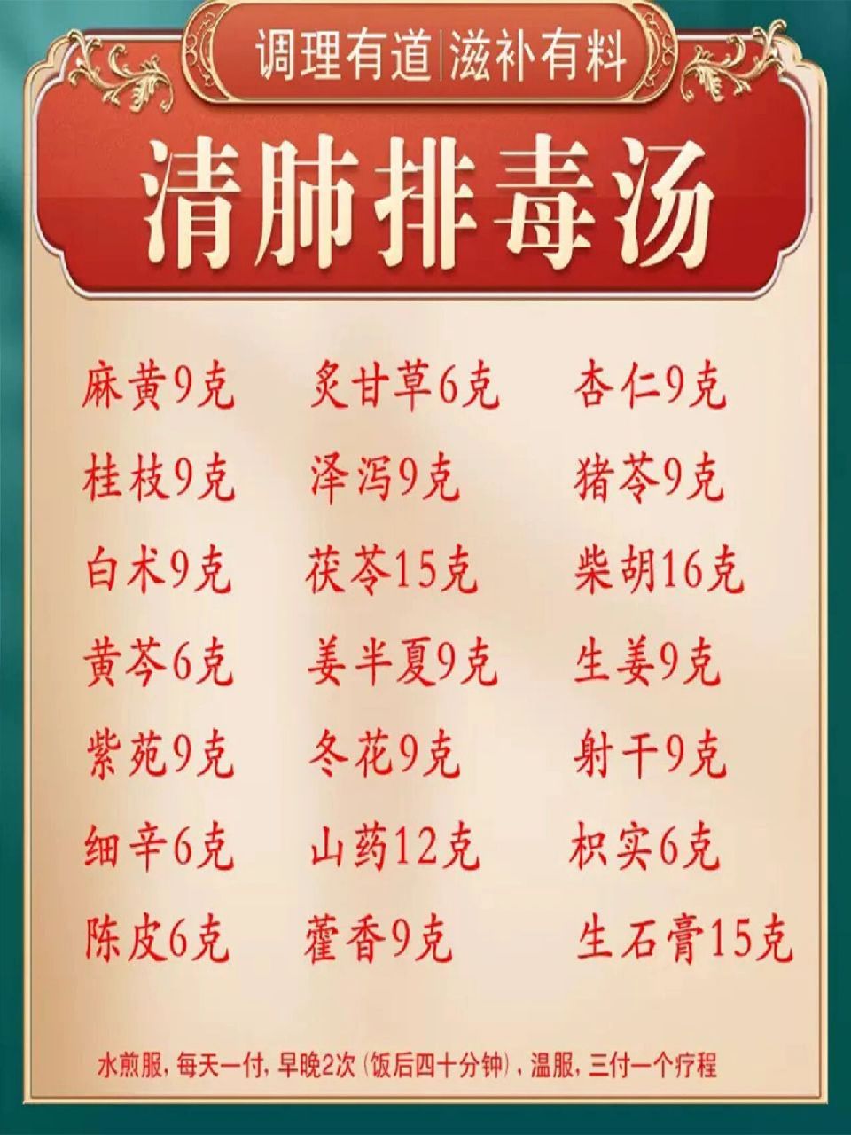 全了,清肺排毒汤92配方食用方法都在这!