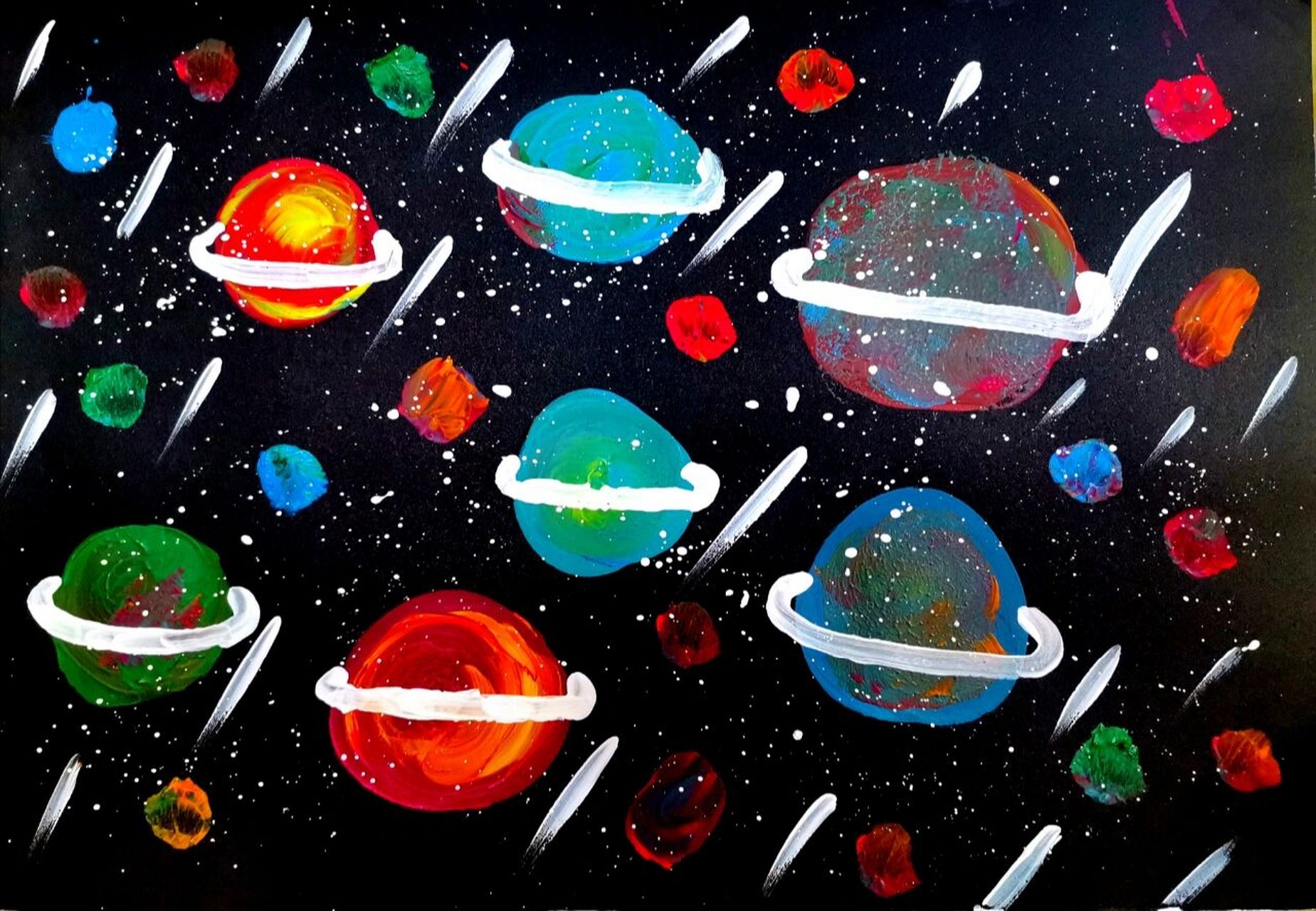 🌏星球大战🌍小班水粉课 ✨准备材料✨ 黑色卡纸一张 水粉