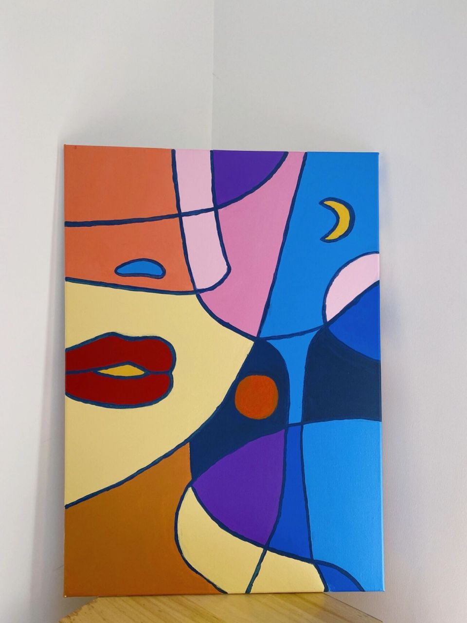 丙烯画|北欧风装饰画|喜欢这种鲜明的色彩 又是一幅趁娃早睡的时候画