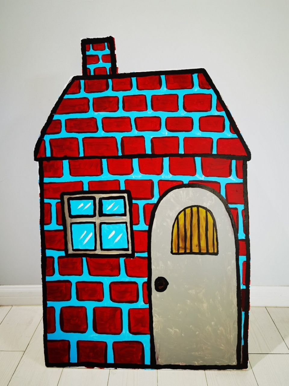 三只小猪的房子 幼儿园教材绘画 手绘分享 茅草屋,木头房,砖房, 材质