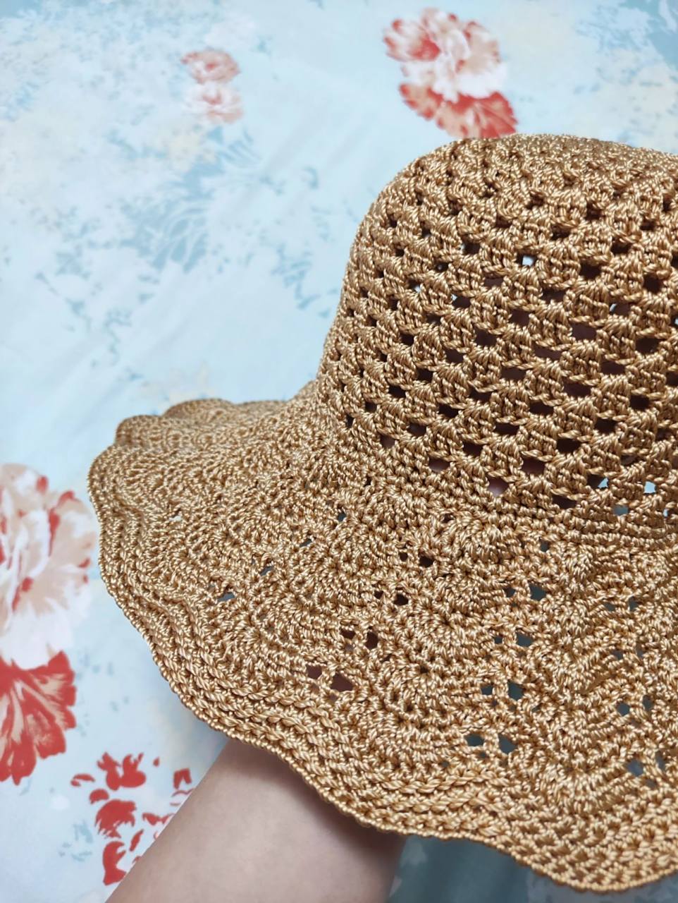 凤尾花夏凉帽(附详细图解) 用线:  2轴钩1顶,3轴钩2顶 用线:  2轴钩1