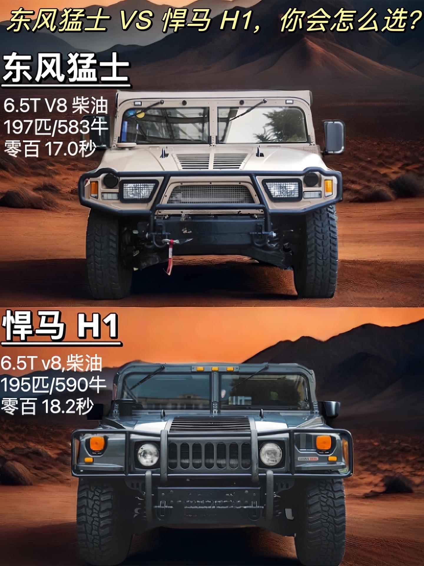 东风猛士 vs 悍马 h1真男人的硬派座驾你会怎么选?