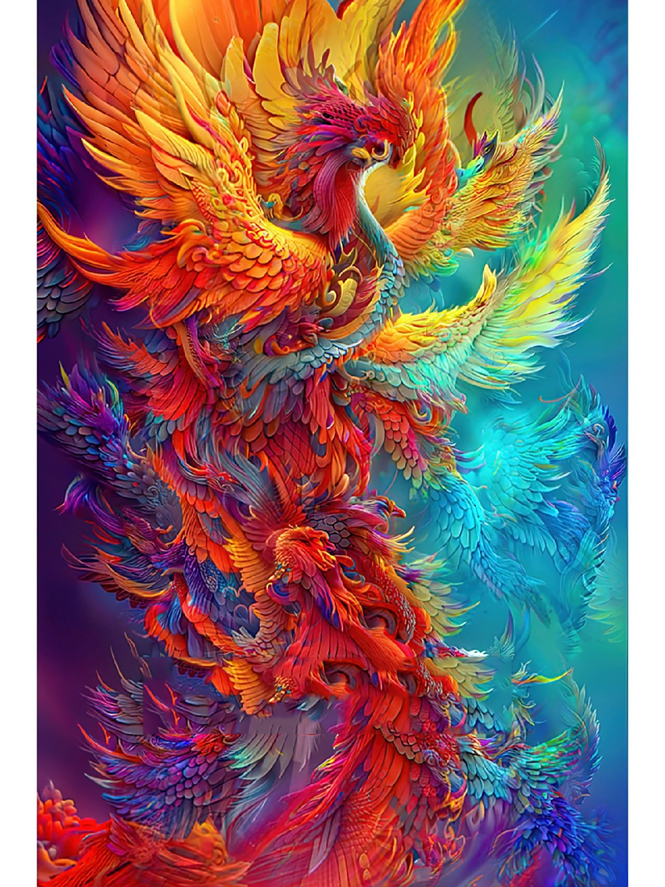 ai绘画-百鸟之王-七彩凤凰 百鸟之王-七彩凤凰,吉祥如意,好运降临.