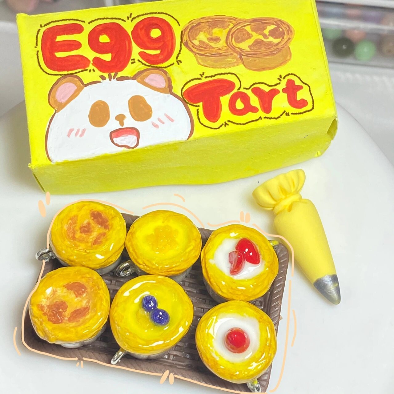 99新鲜出炉的蛋挞～|石塑粘土