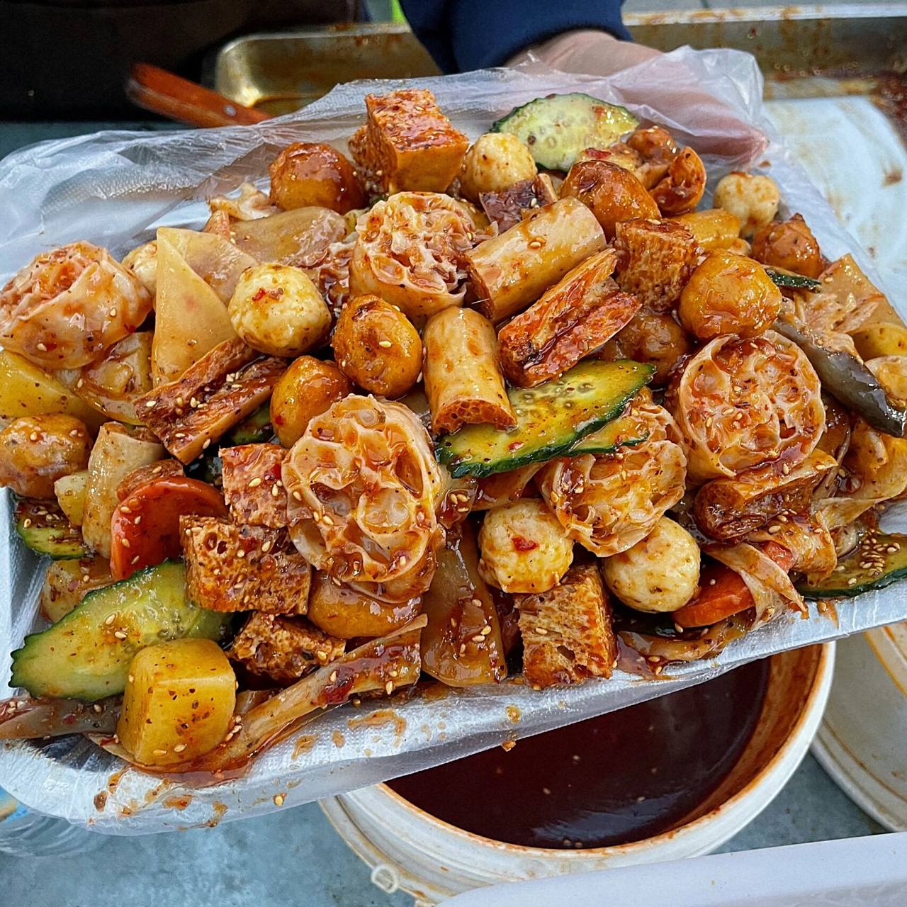 辽宁朝阳美食/龙山街夜市合集1 🔆拌辣串 3r一包 随便加 酸甜口 6个