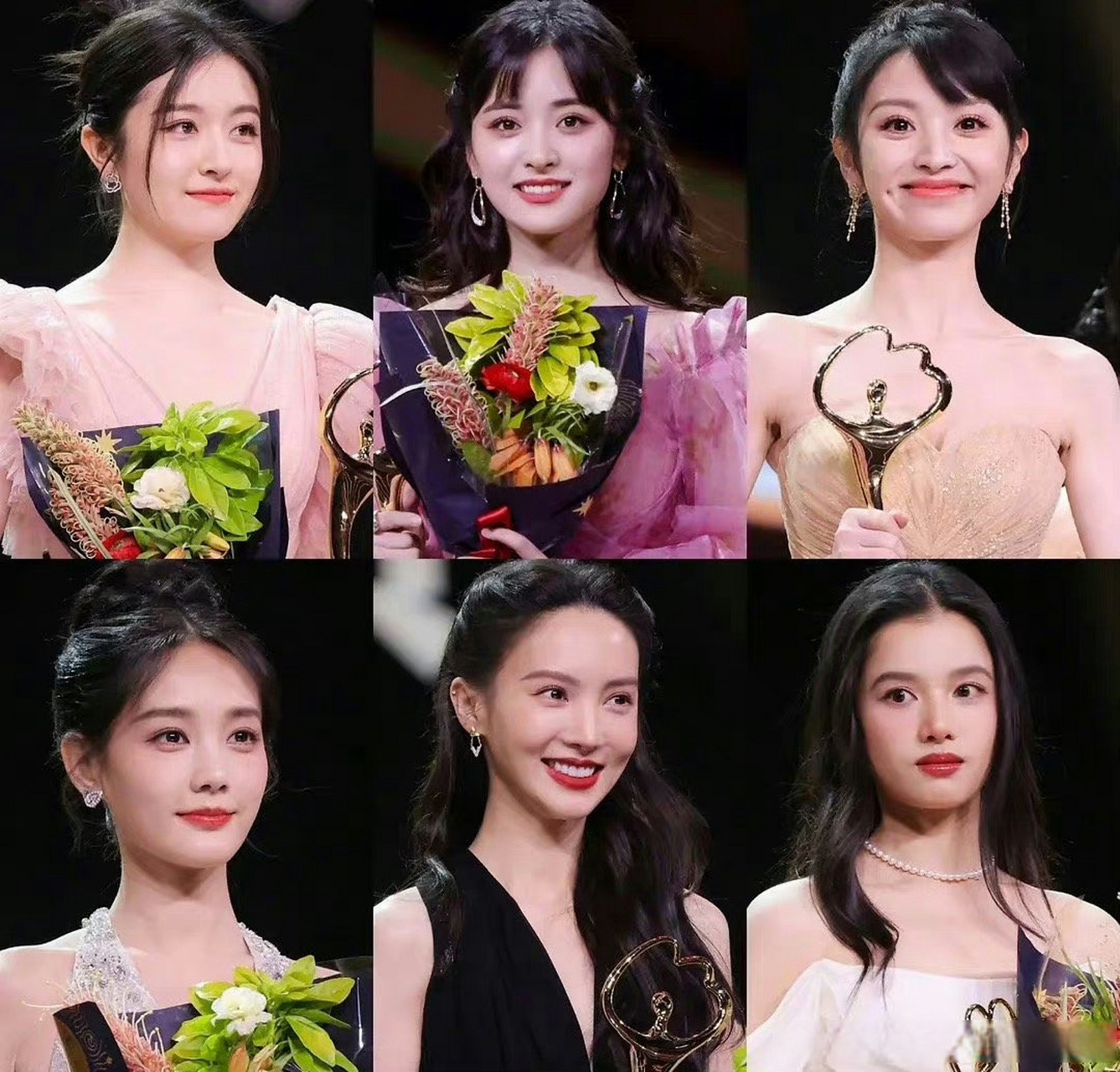 微博之夜女明星领奖怼脸图 李兰迪,沈月,田曦薇,李一桐,金晨,张婧仪