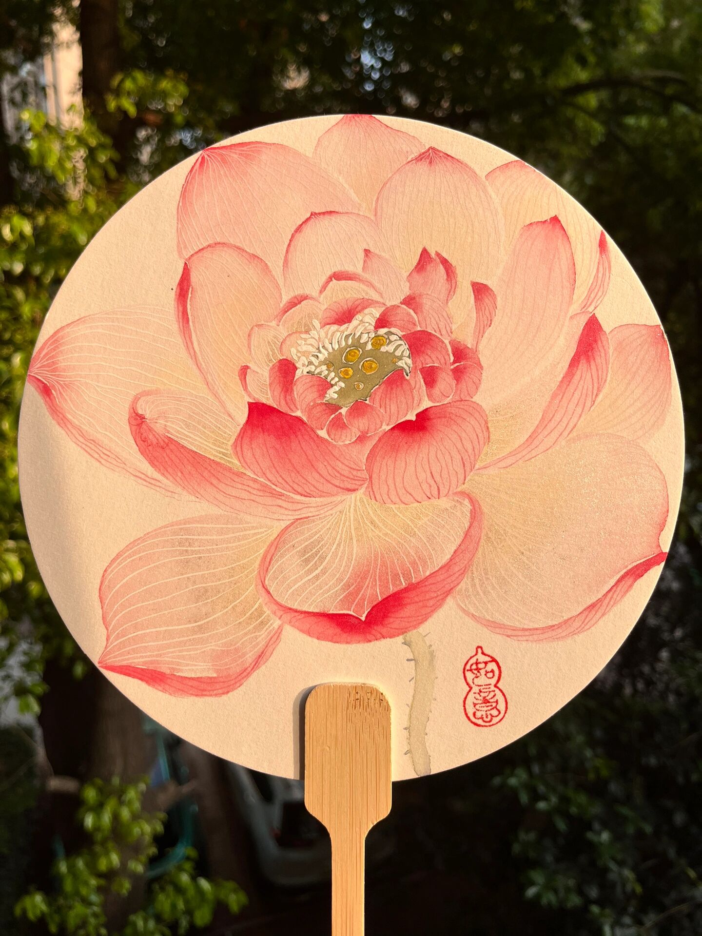 原创手绘荷花团扇03|最后一张为荷花参考图