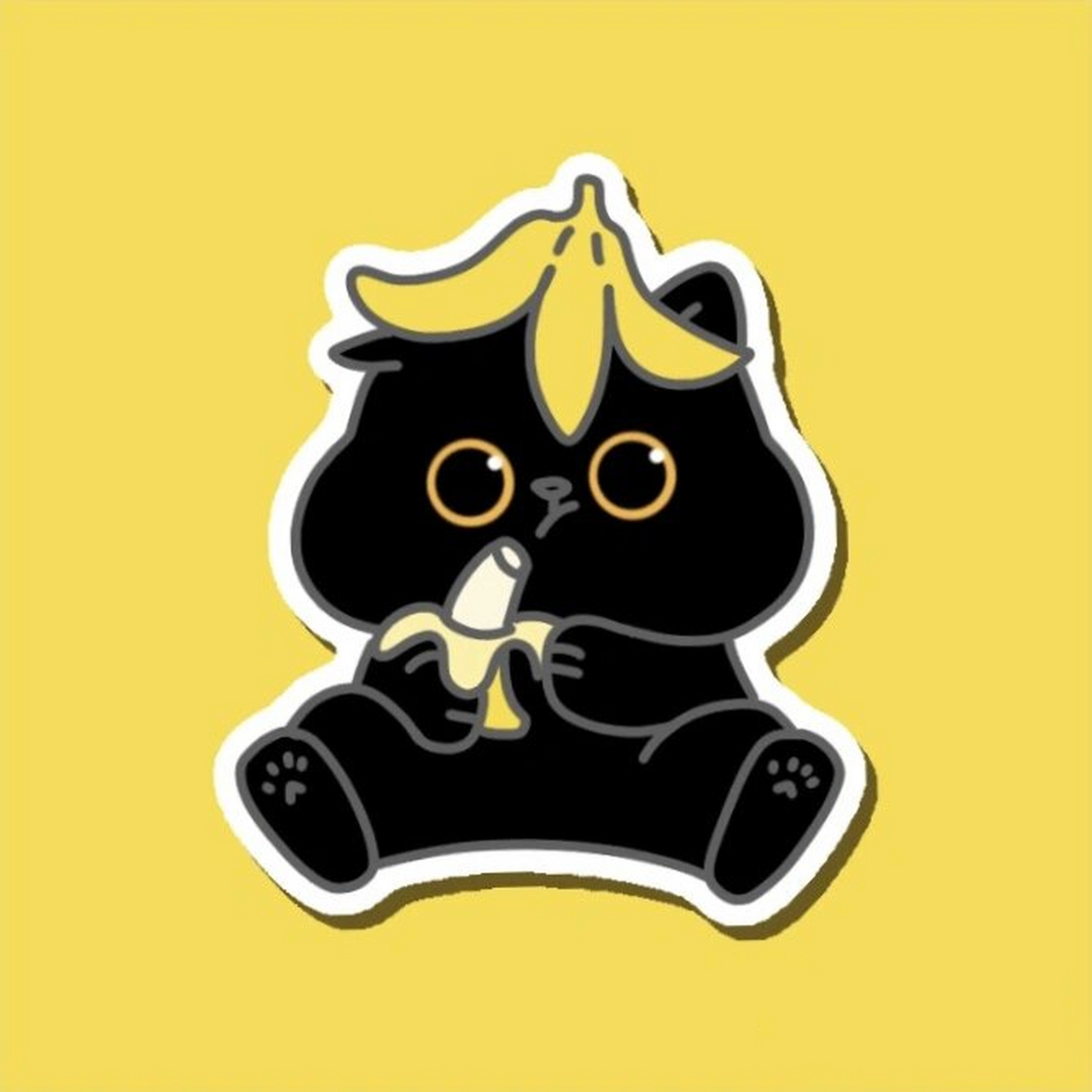 黑猫阿呜 | 水果系列香蕉小头像 香蕉是个好食物,省去水洗的步骤,拨皮