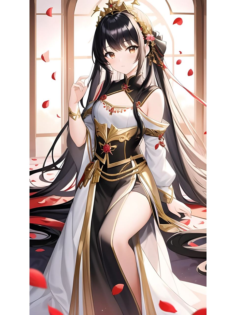 喜庆浪漫梦幻连衣长裙女孩,动漫二次元绘画