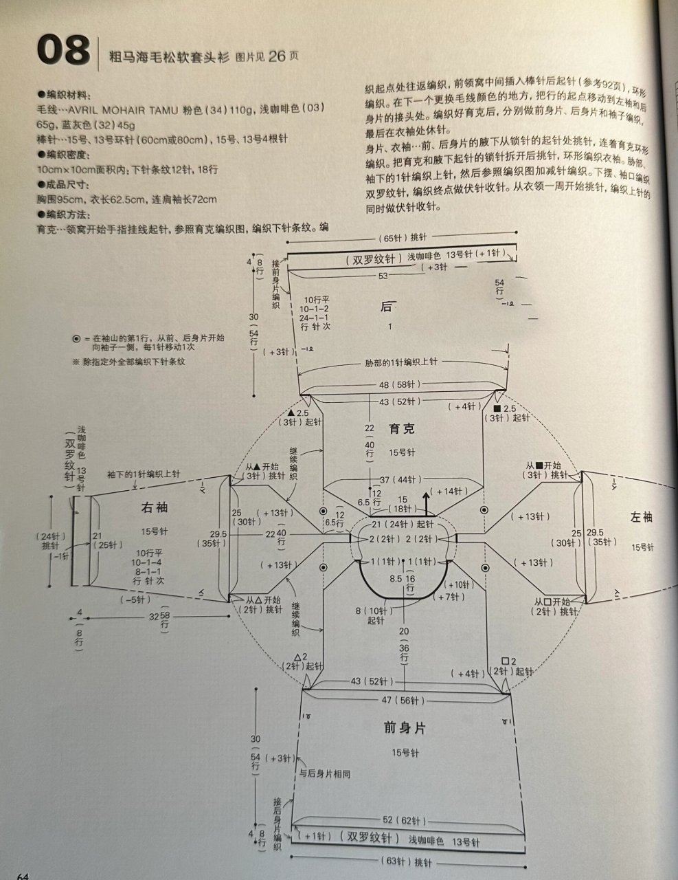 棒针马海毛套头衫图解图片