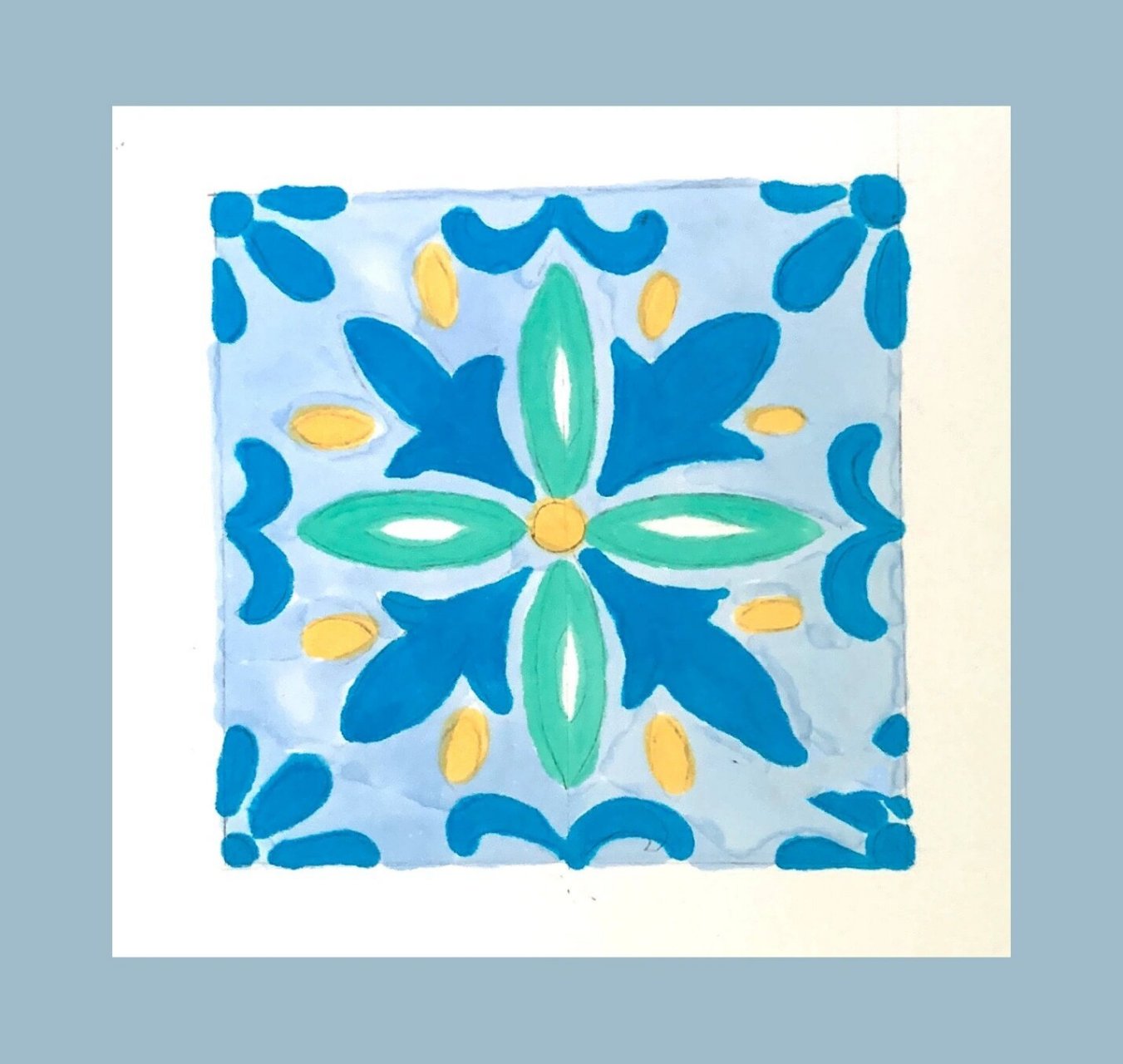 适合纹样绘制步骤 花卉纹样 单独纹样|原创 方形适合纹样,注意图案的