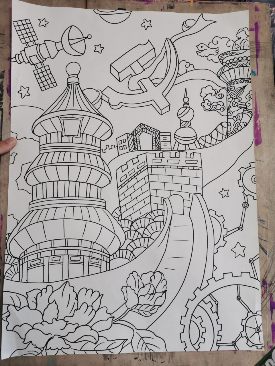 建党100周年主题创意画分享(线稿) 97:只有线稿,我这个就是原图