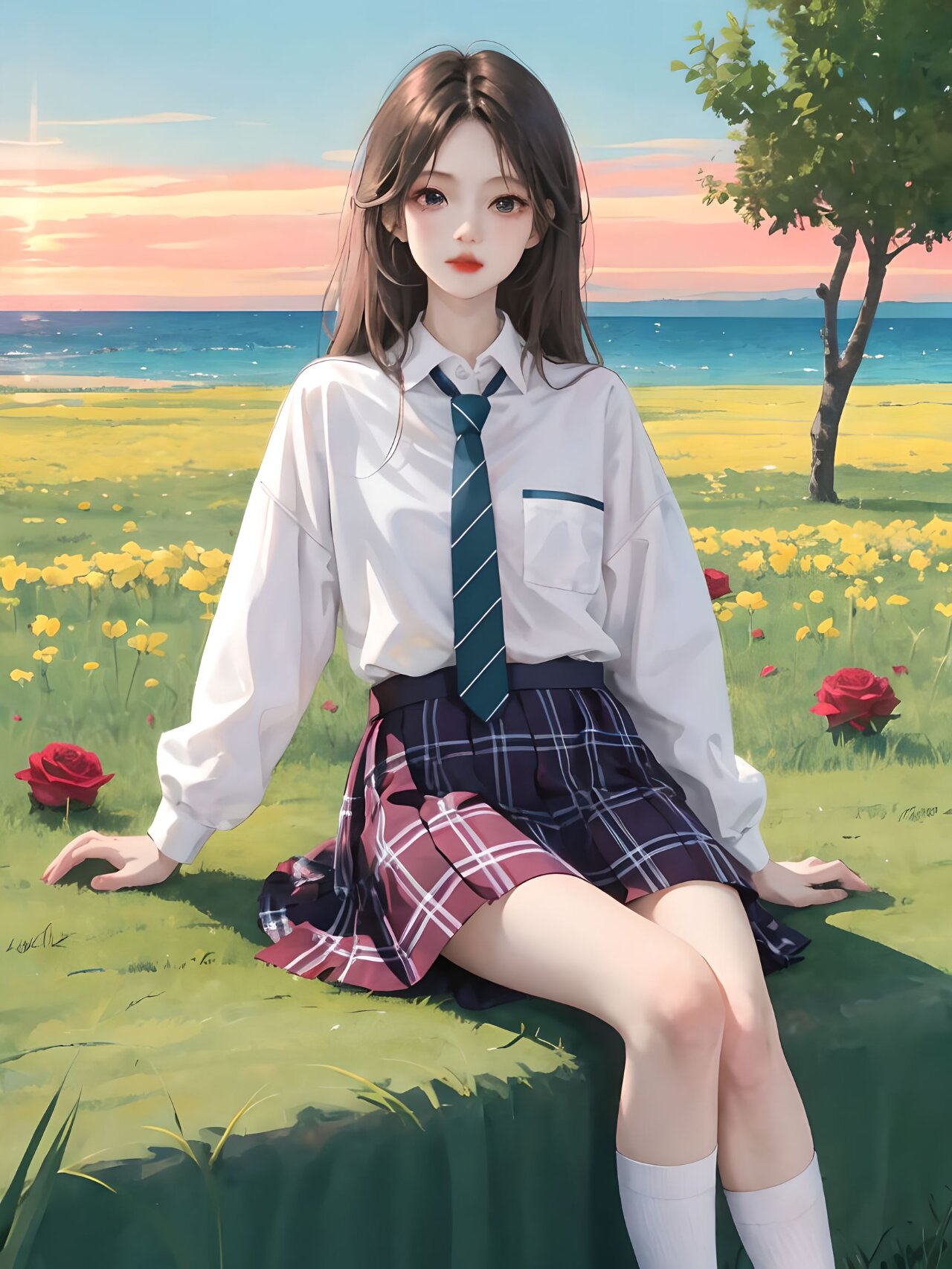 头像壁纸 • 花间甜系jk少女