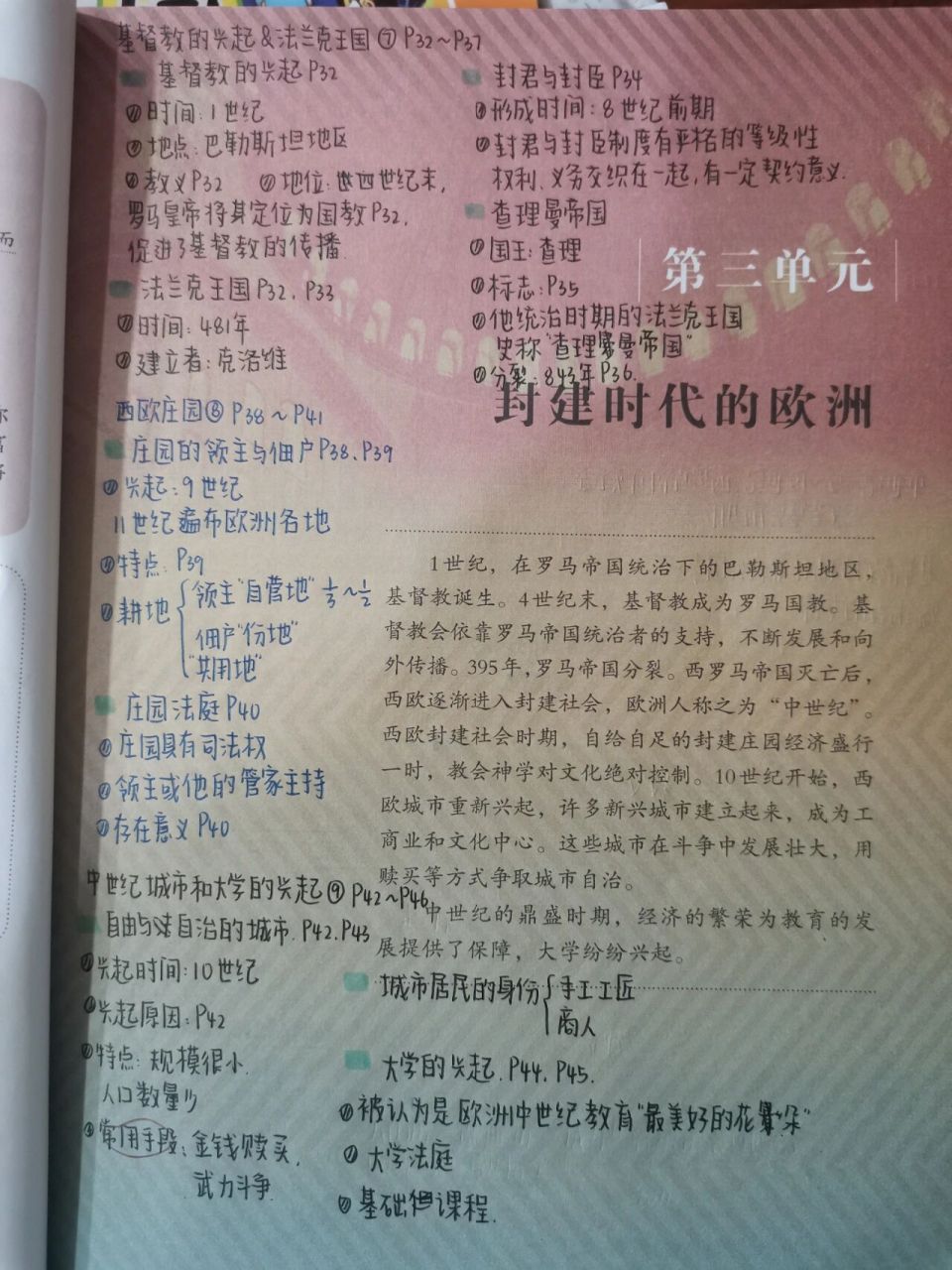 九上历史第三单元总笔记 九上历史第三单元《封建时代的欧洲》总笔记