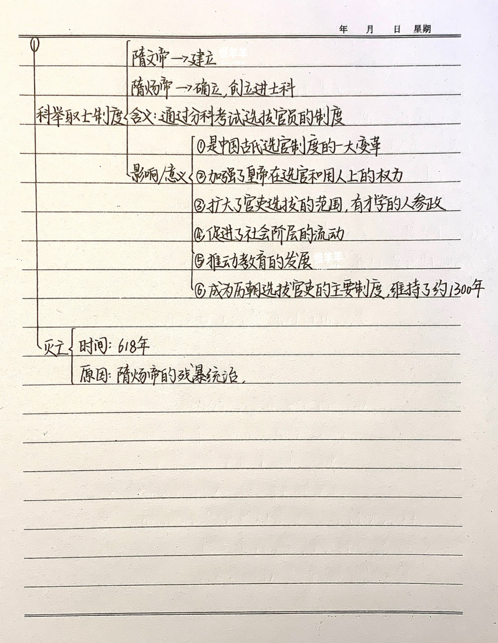 92七下历史思维导图&笔记 第一课 隋朝的统一与灭亡