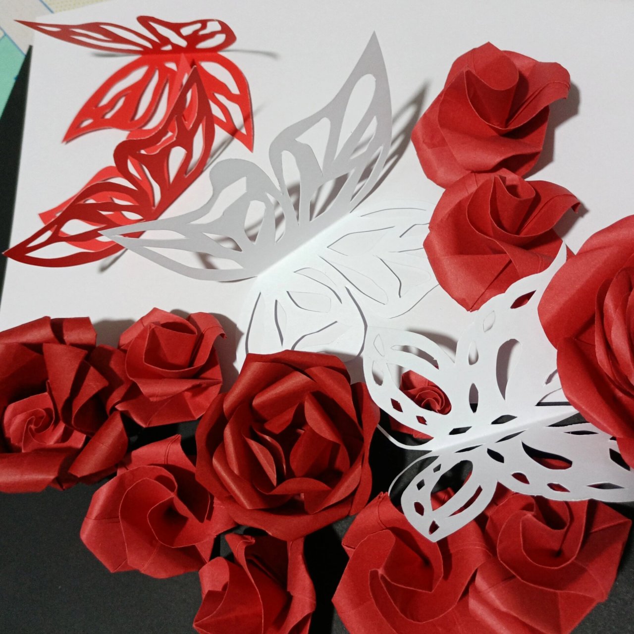 玫瑰花半立体纸浮雕  接